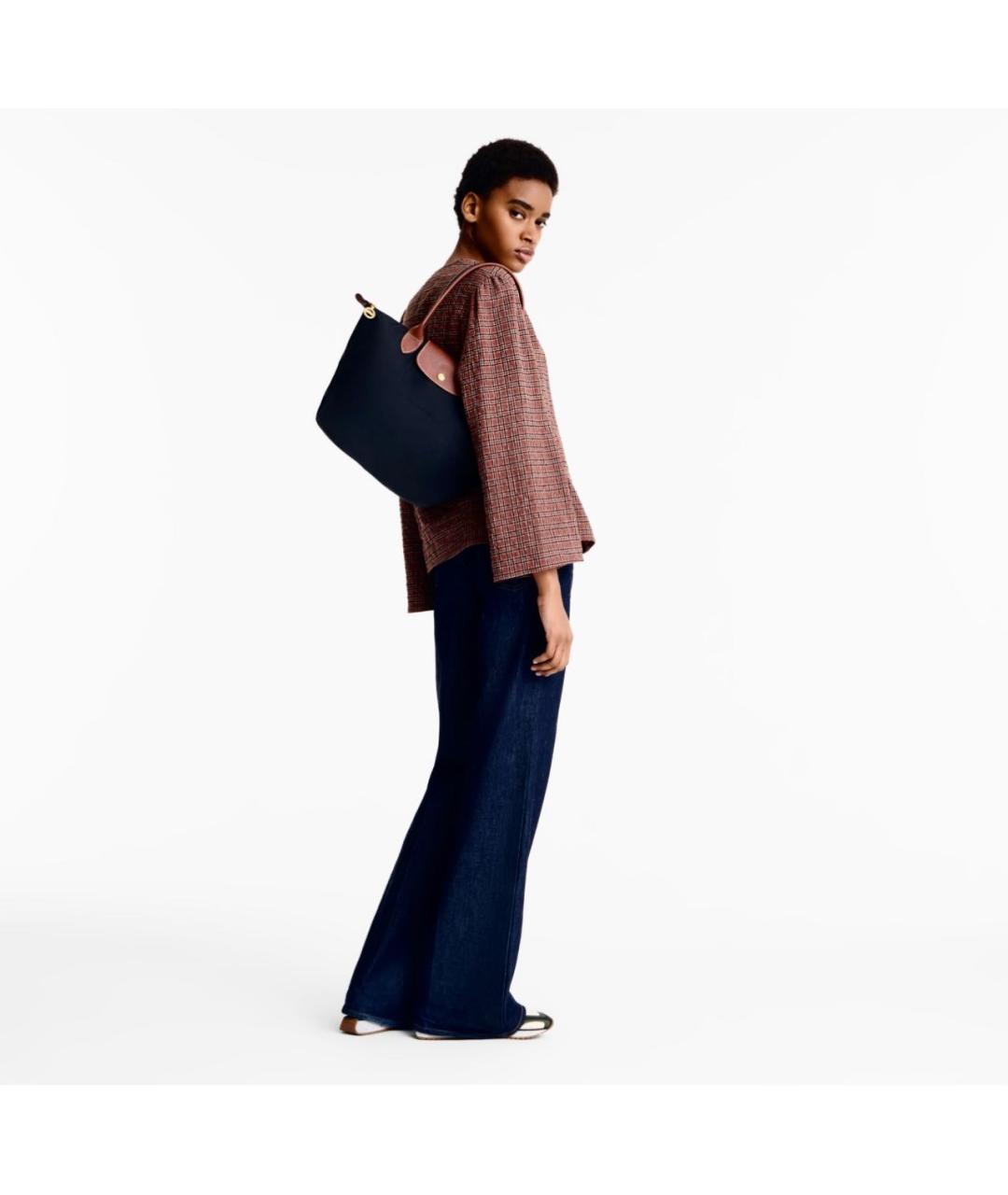 LONGCHAMP Черная кожаная сумка тоут, фото 5