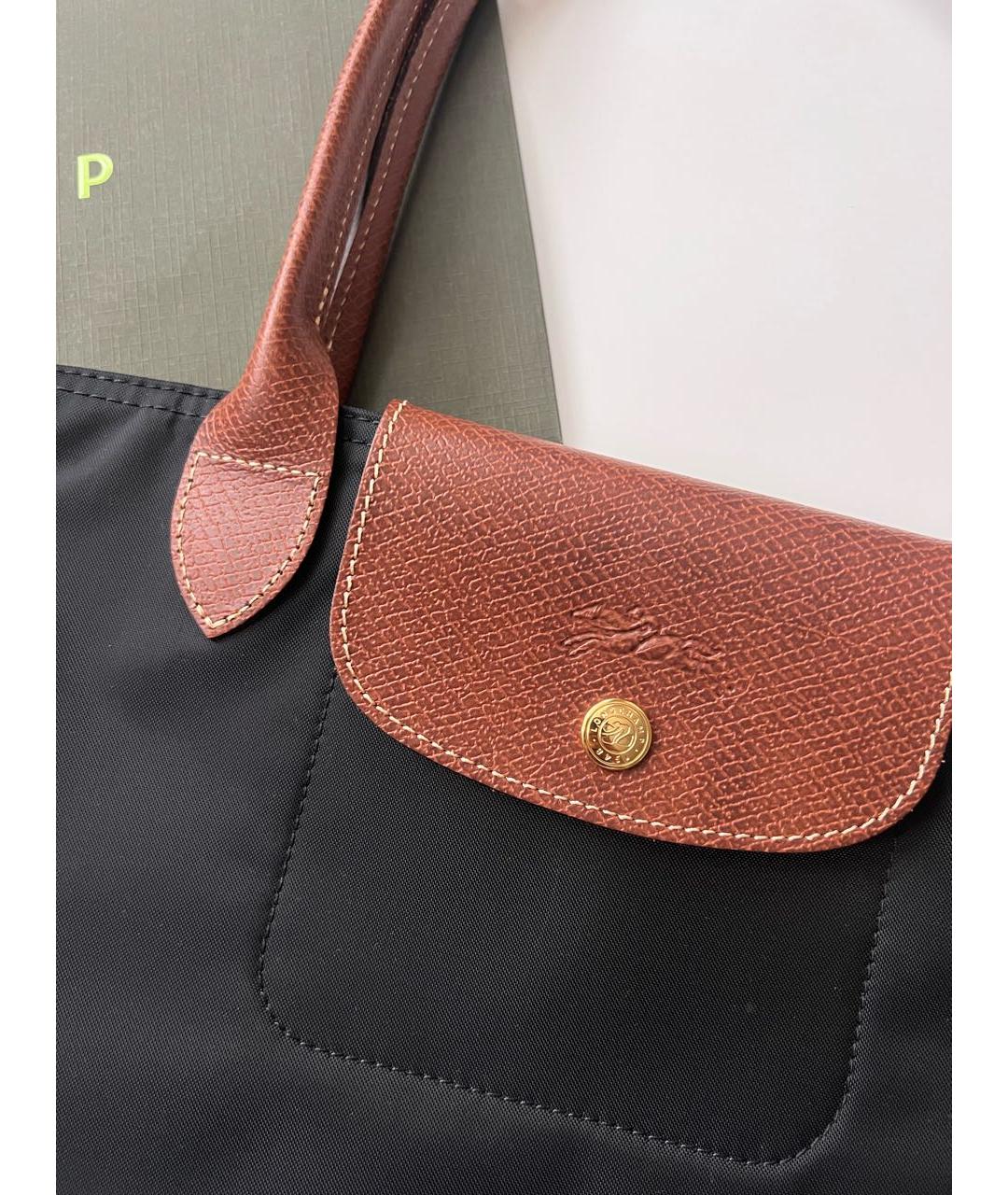 LONGCHAMP Черная кожаная сумка тоут, фото 7