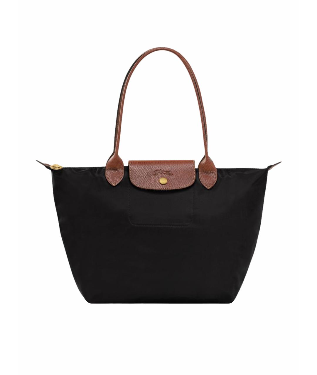 LONGCHAMP Черная кожаная сумка тоут, фото 1