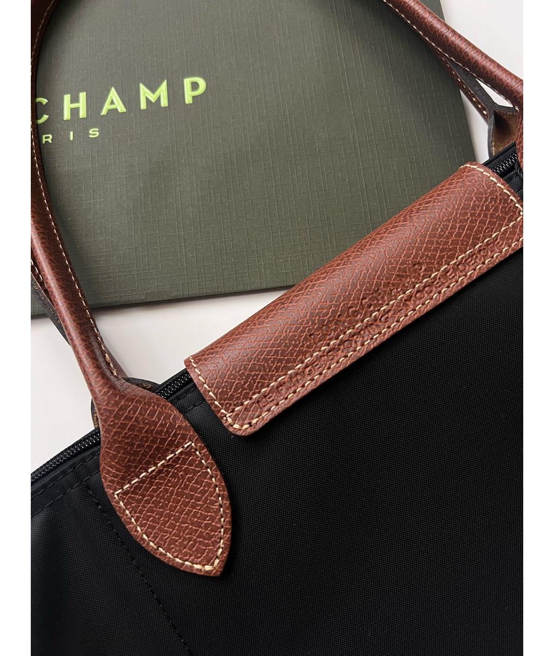 LONGCHAMP Черная кожаная сумка тоут, фото 8