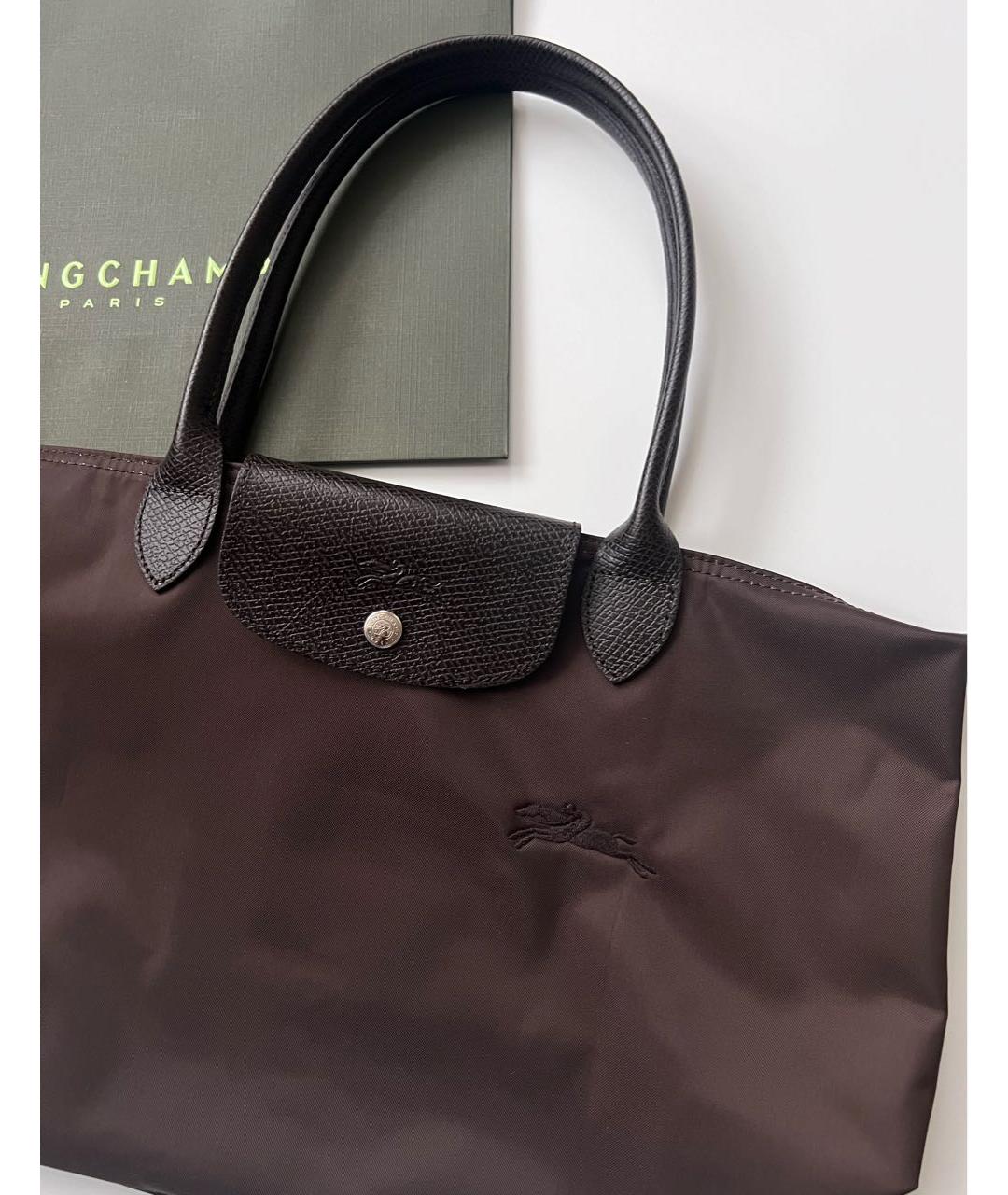 LONGCHAMP Коричневая кожаная сумка тоут, фото 7