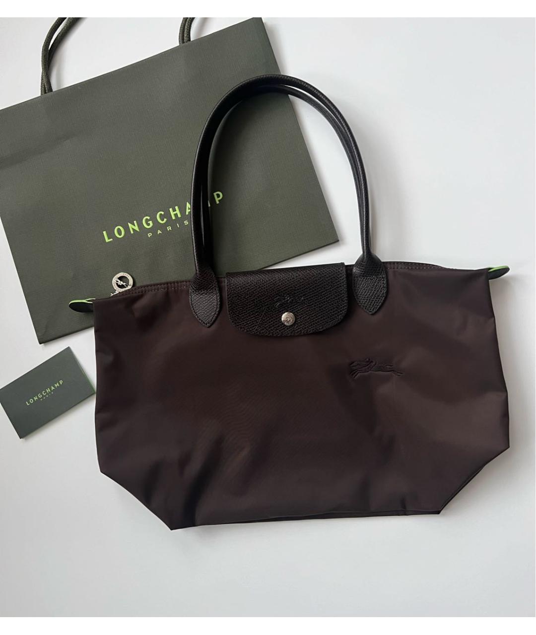 LONGCHAMP Коричневая кожаная сумка тоут, фото 6