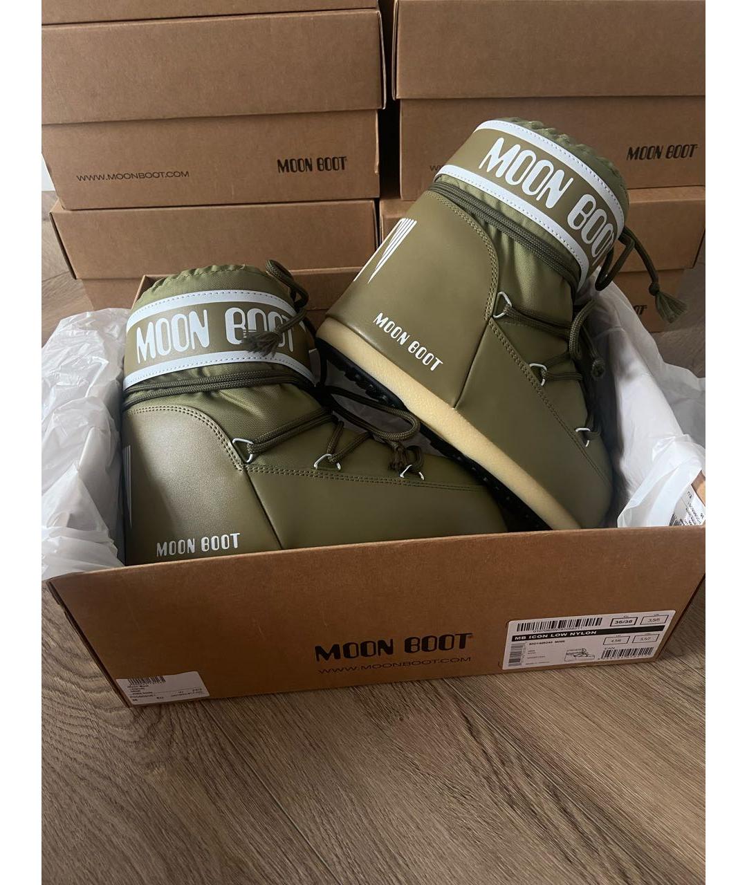 MOON BOOT Хаки текстильные ботинки, фото 3