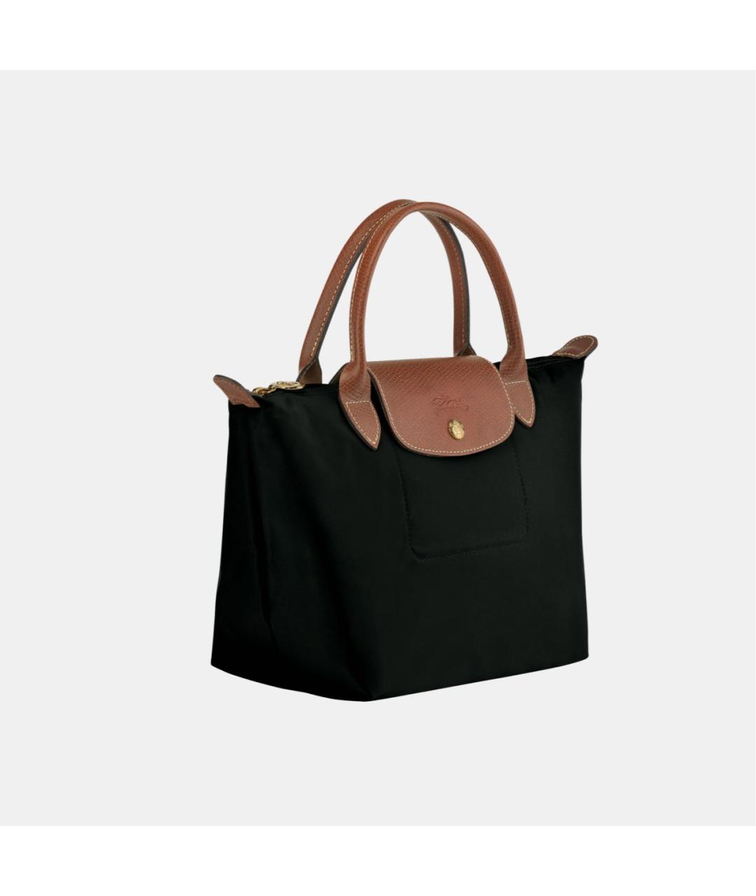 LONGCHAMP Черная кожаная сумка с короткими ручками, фото 2