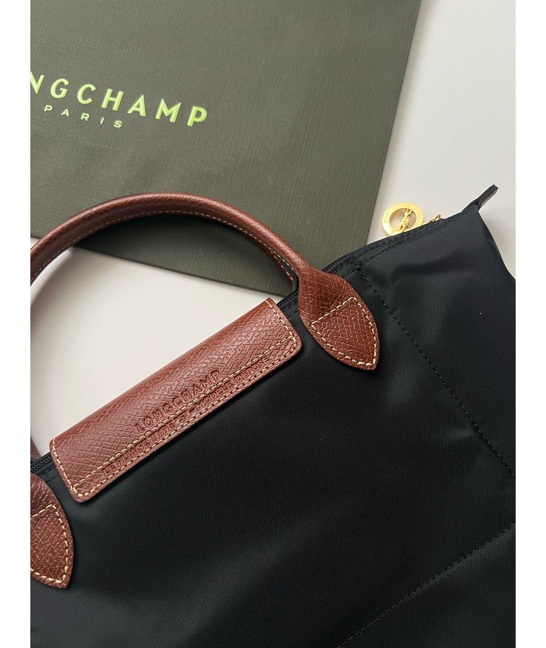 LONGCHAMP Черная кожаная сумка с короткими ручками, фото 8