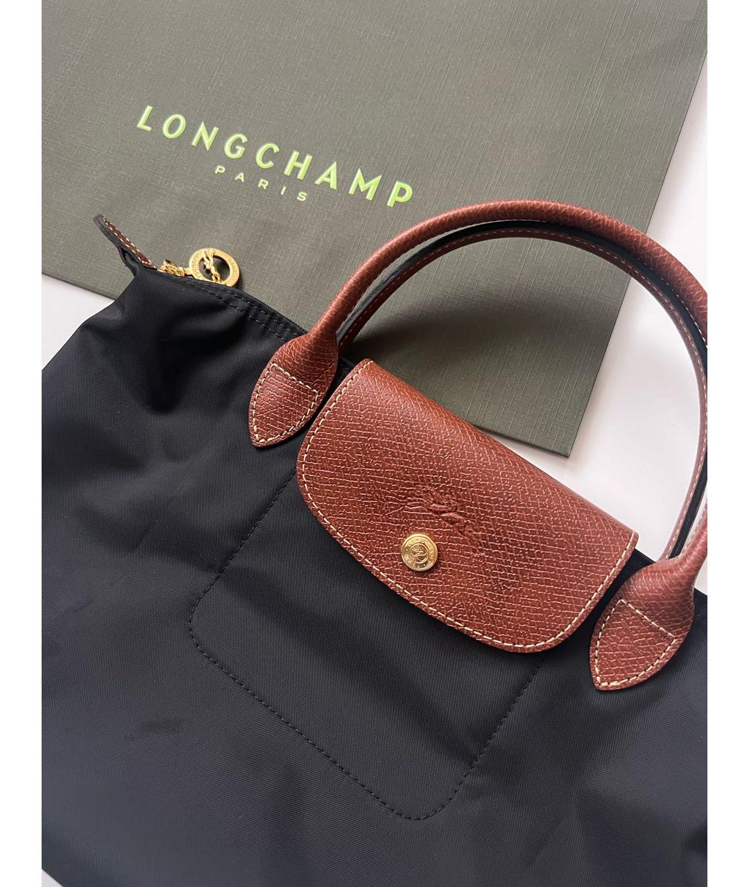 LONGCHAMP Черная кожаная сумка с короткими ручками, фото 7