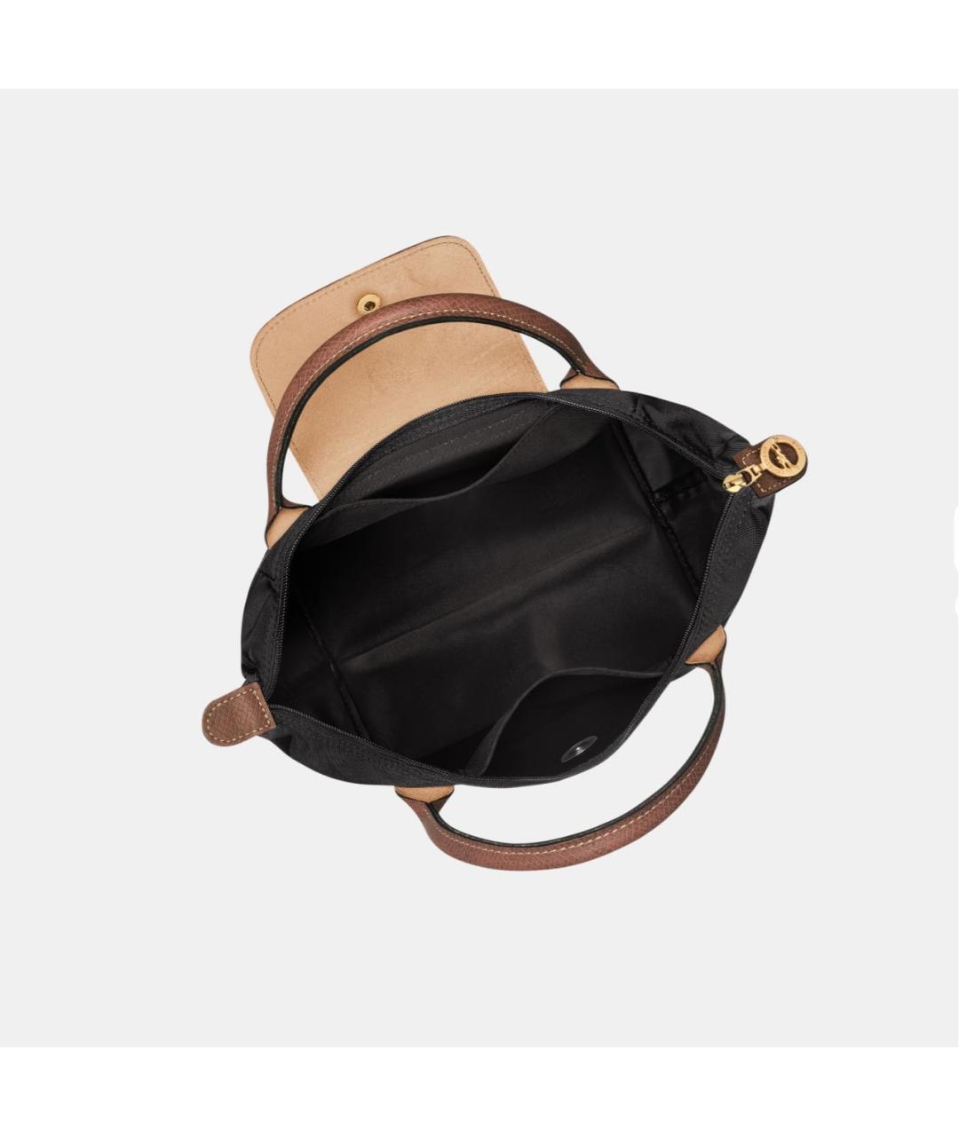 LONGCHAMP Черная кожаная сумка с короткими ручками, фото 4