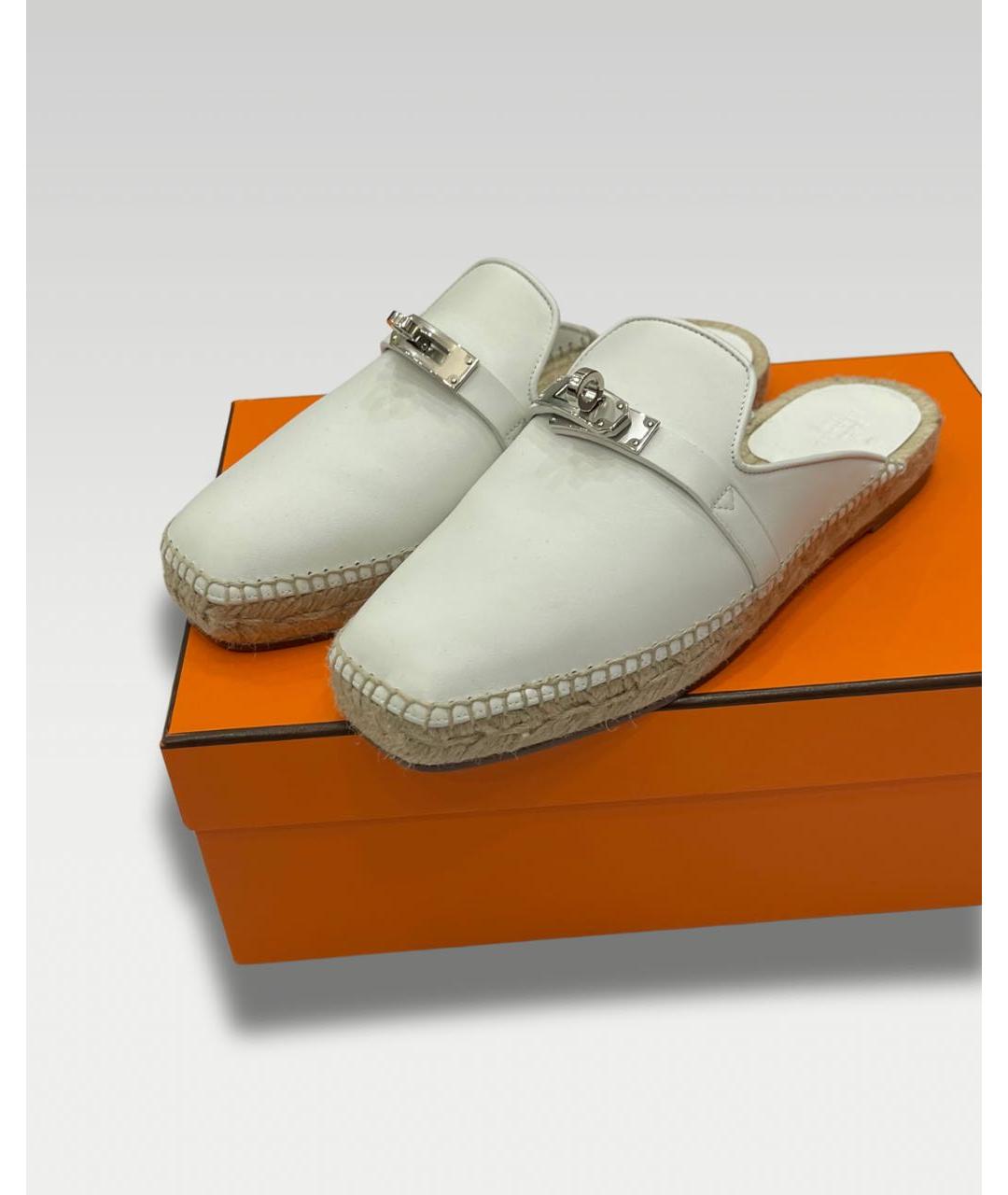 HERMES Белые кожаные лоферы, фото 2