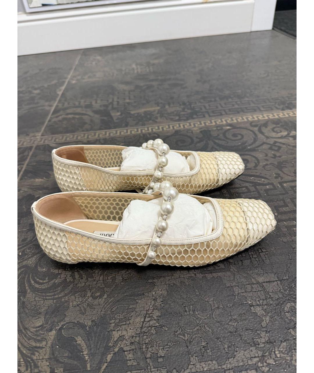 JIMMY CHOO Бежевые текстильные балетки, фото 4
