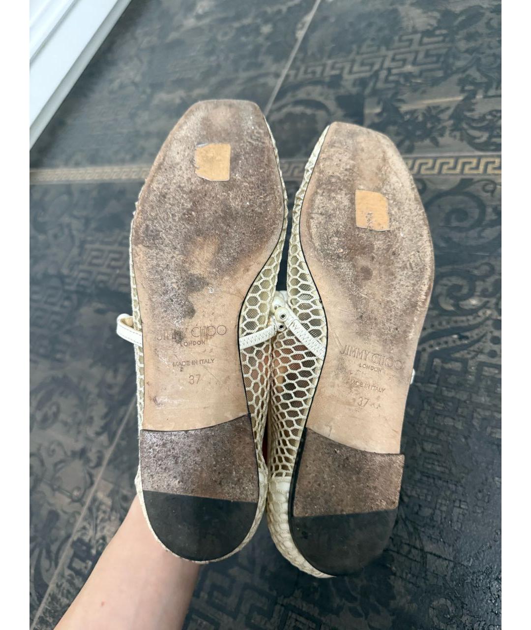 JIMMY CHOO Бежевые текстильные балетки, фото 5