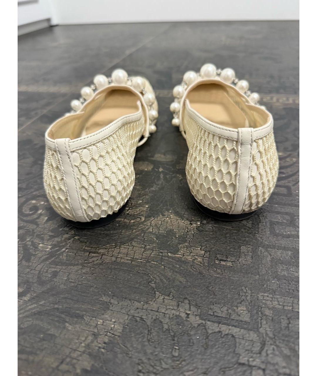 JIMMY CHOO Бежевые текстильные балетки, фото 3