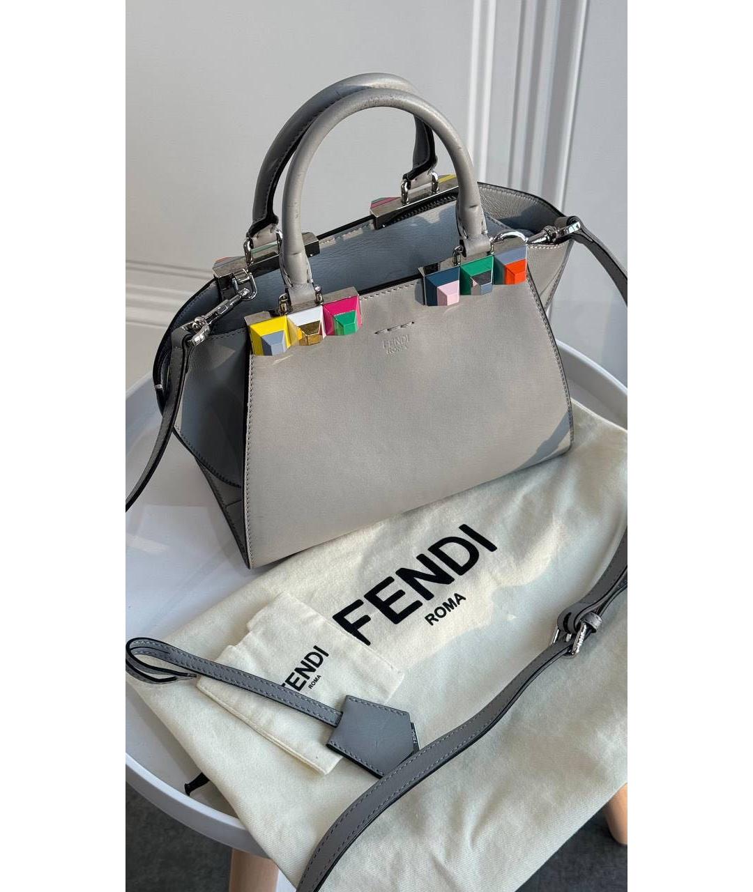 FENDI Серая кожаная сумка через плечо, фото 2