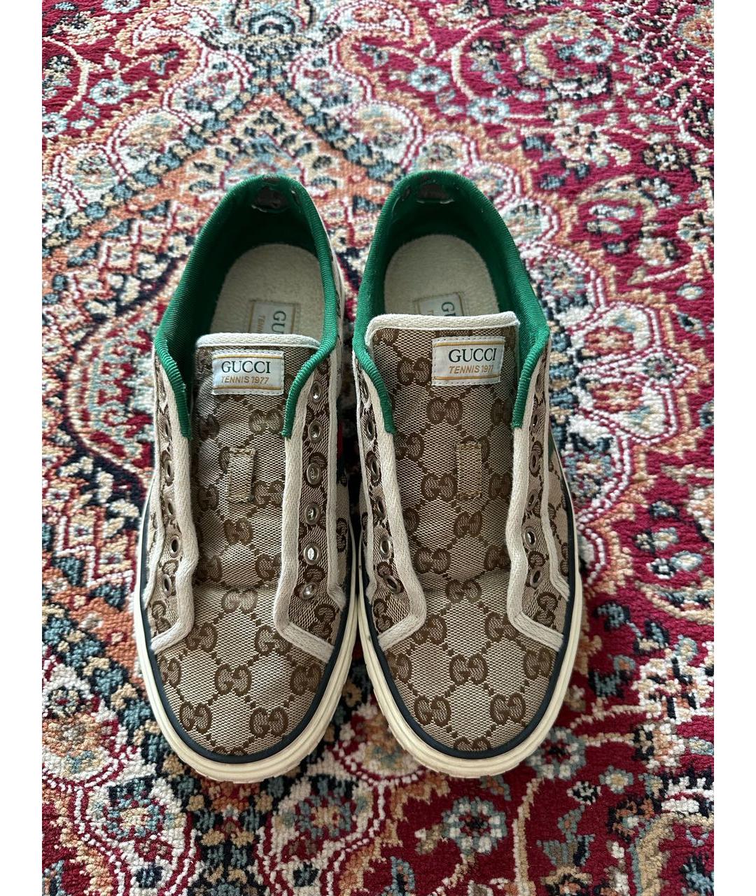 GUCCI Бежевые текстильные кеды, фото 3