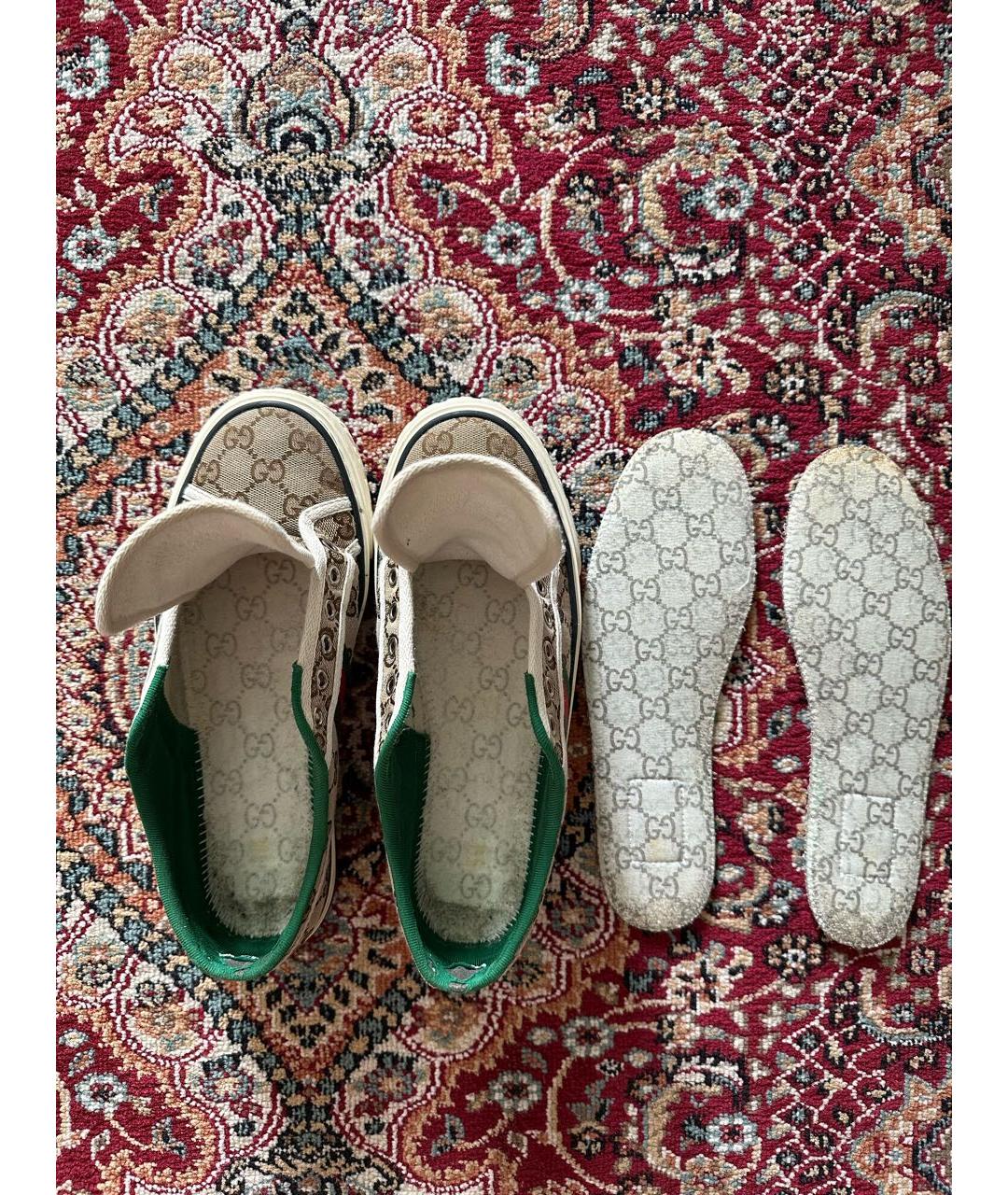 GUCCI Бежевые текстильные кеды, фото 4