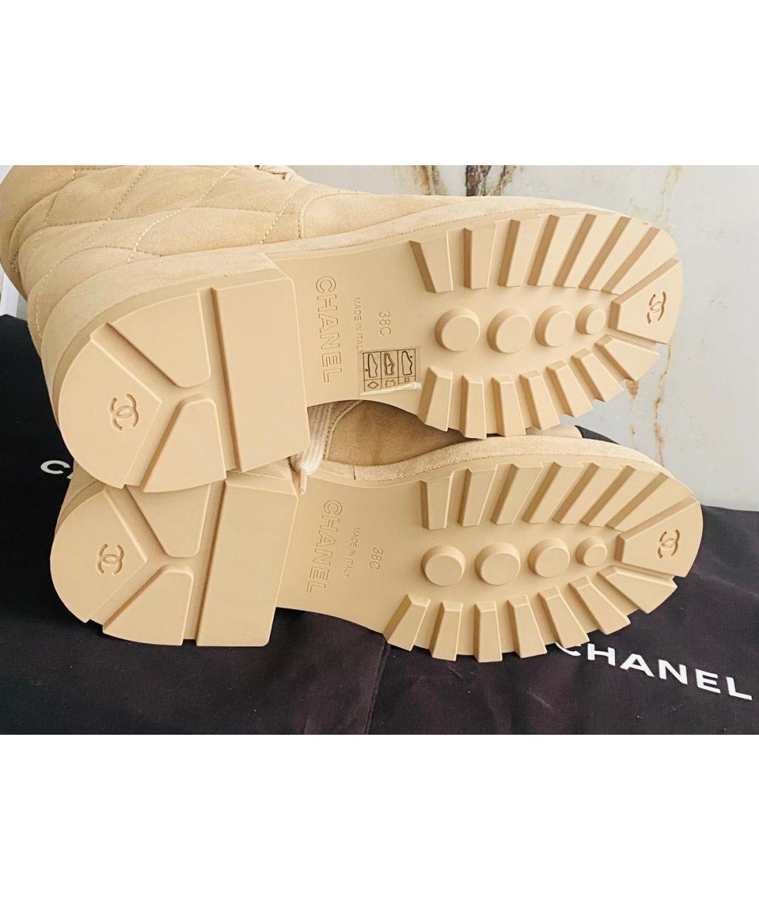 CHANEL Бежевые замшевые ботинки, фото 6