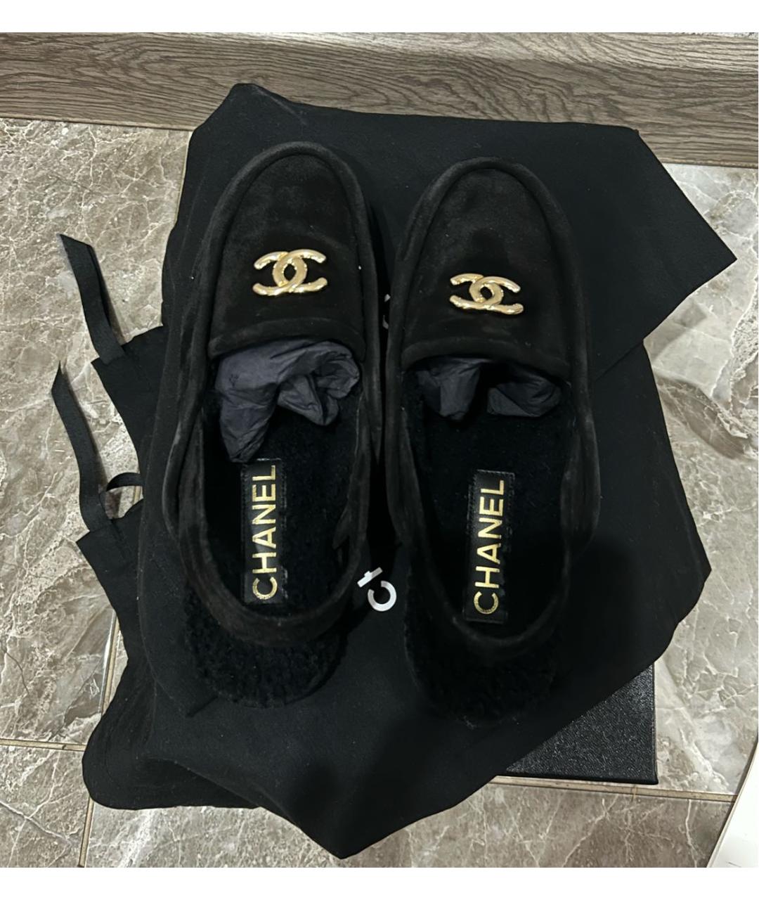 CHANEL Черные замшевые мюли, фото 3