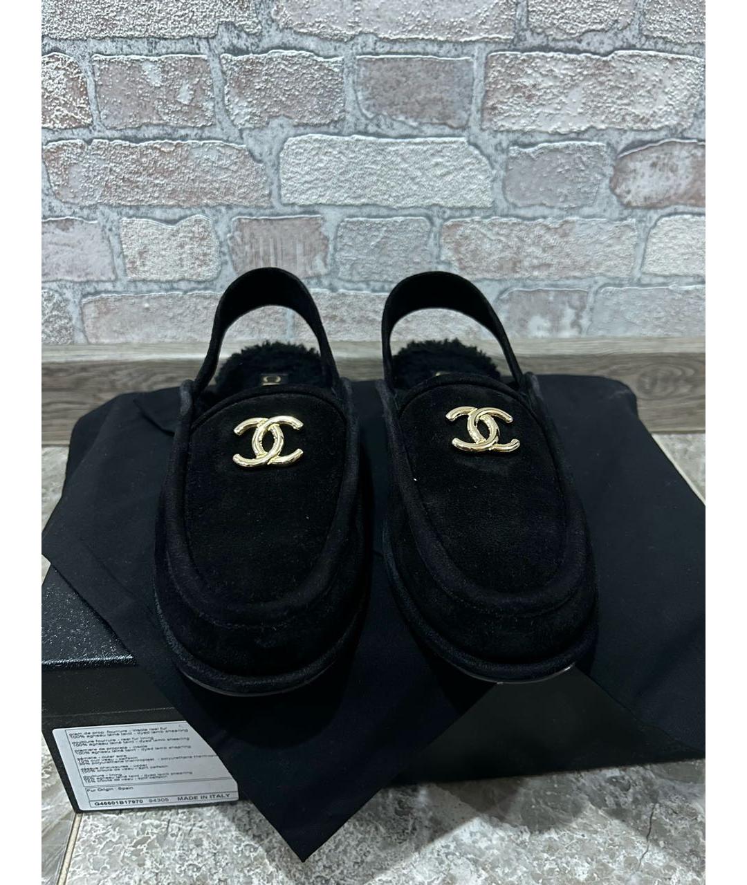 CHANEL Черные замшевые мюли, фото 2