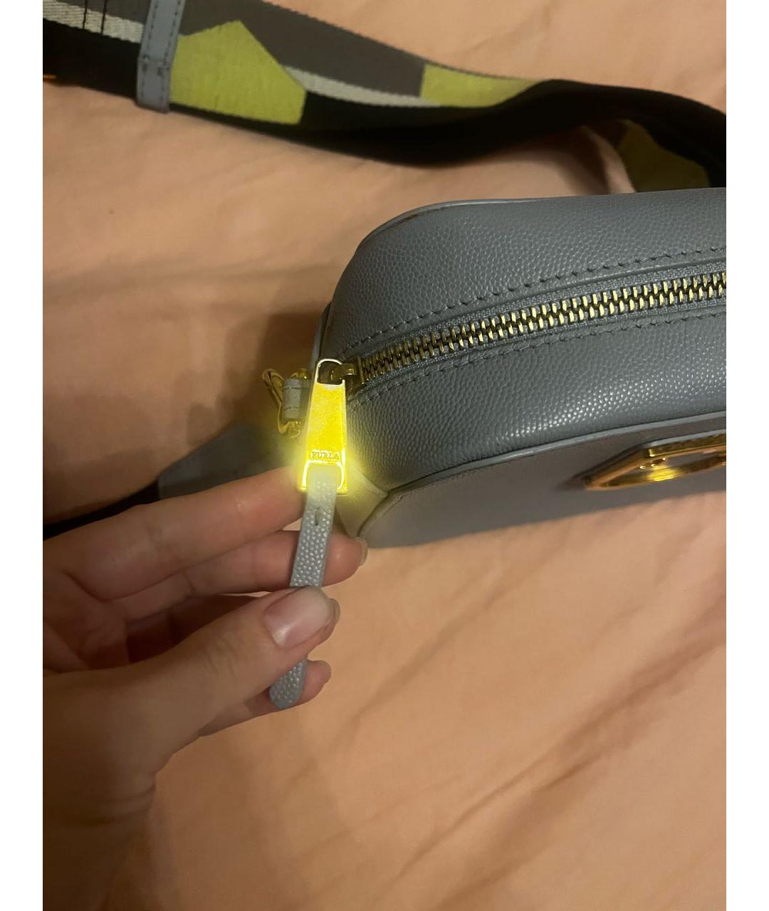 FURLA Голубая кожаная сумка через плечо, фото 5
