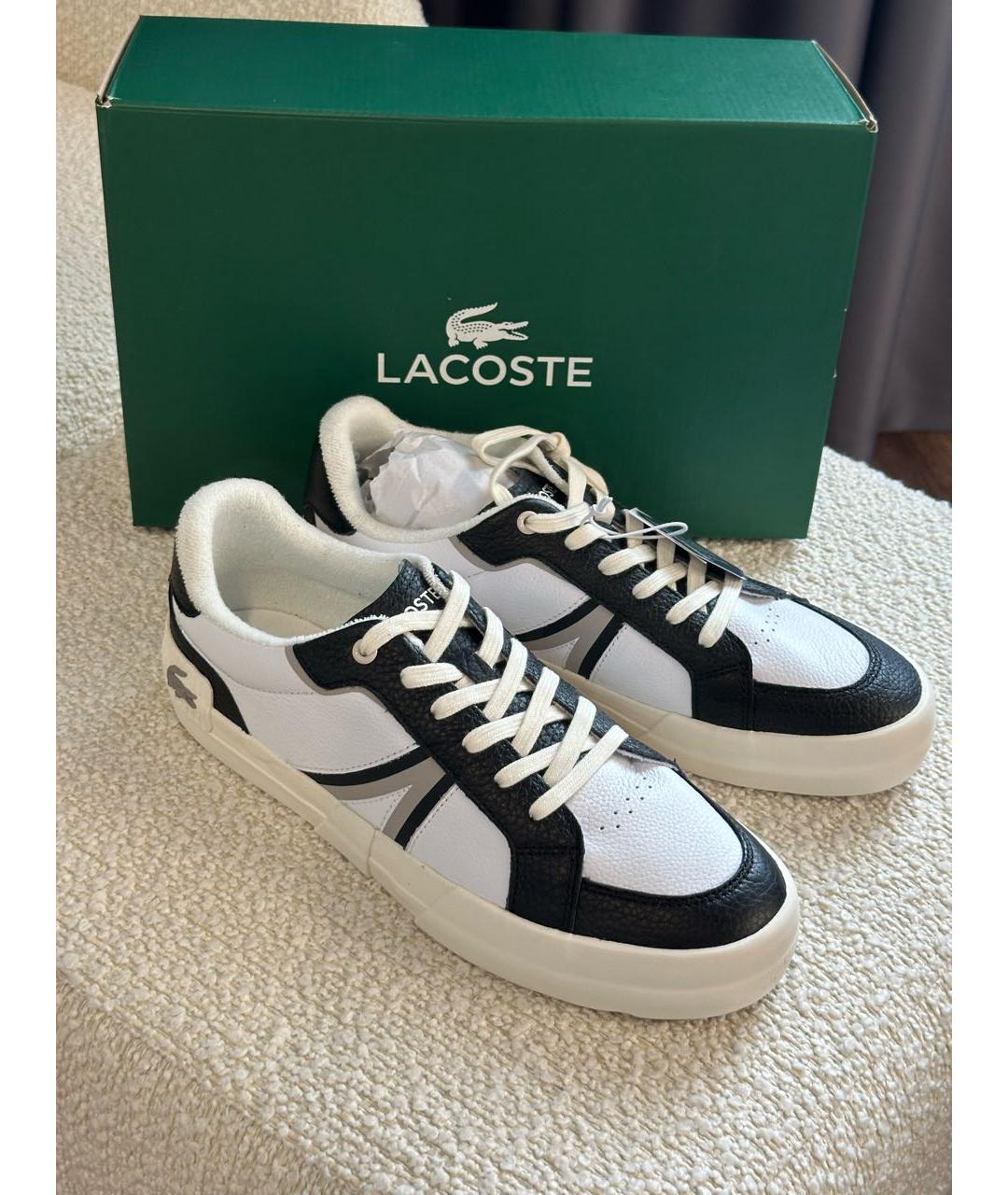 LACOSTE Черные кожаные низкие кроссовки / кеды, фото 7