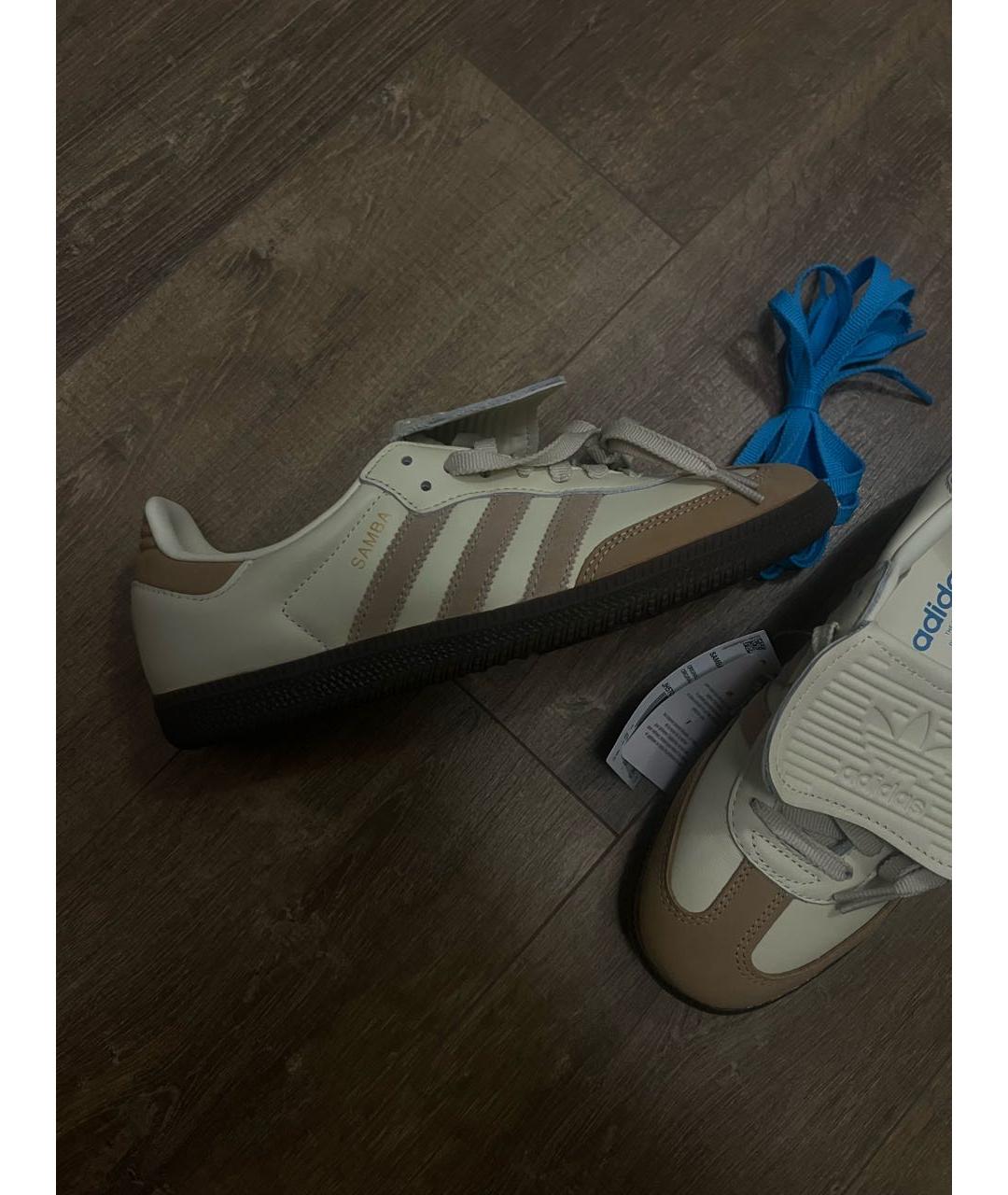 ADIDAS Бежевые кожаные кеды, фото 4