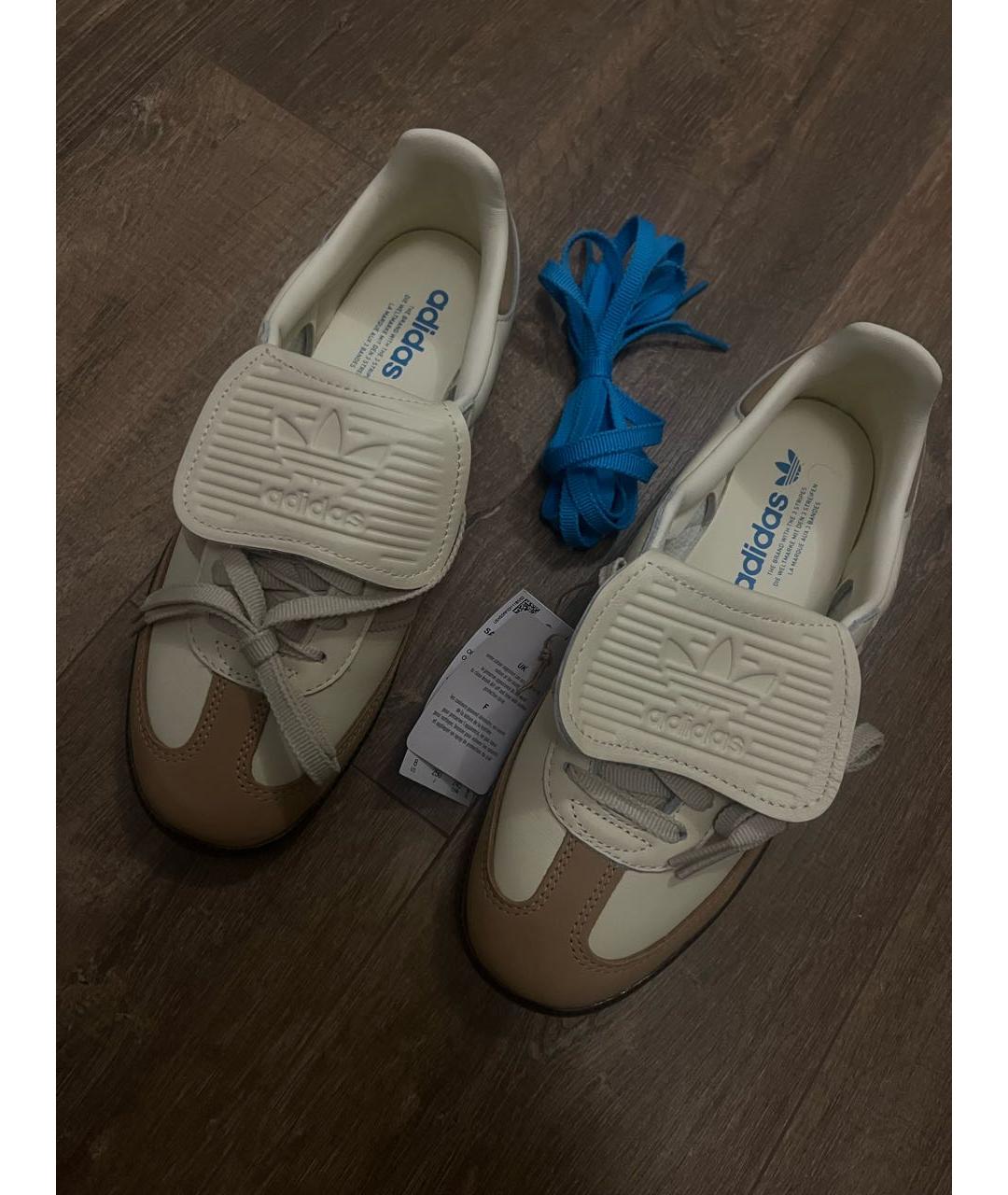 ADIDAS Бежевые кожаные кеды, фото 2