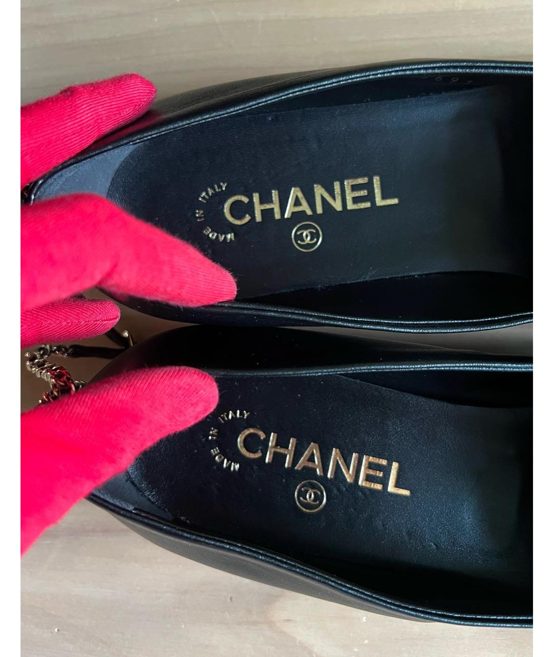 CHANEL Черные кожаные балетки, фото 6