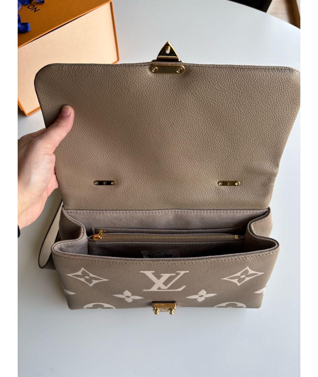 LOUIS VUITTON Бежевая кожаная сумка через плечо, фото 4