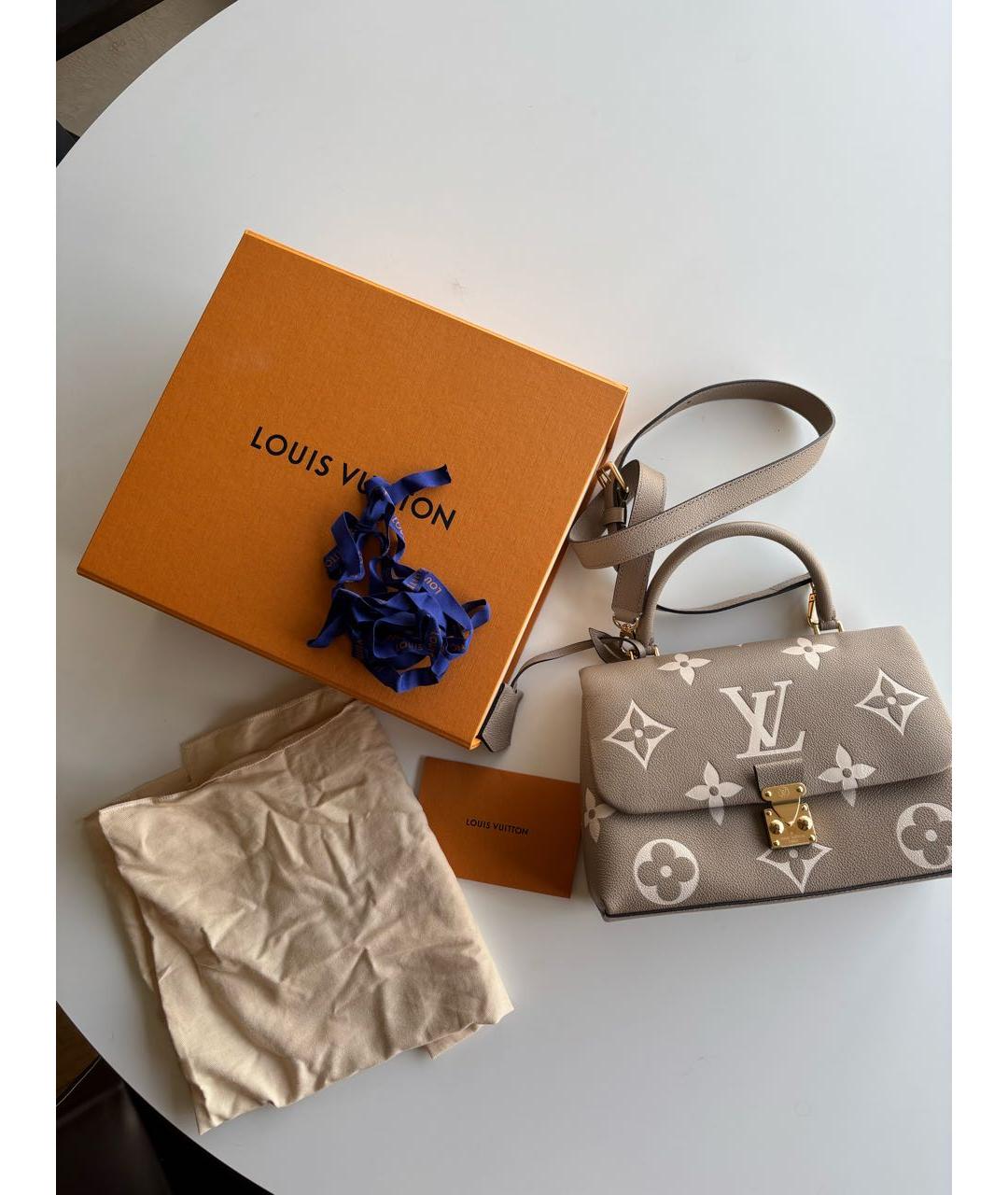 LOUIS VUITTON Бежевая кожаная сумка через плечо, фото 3