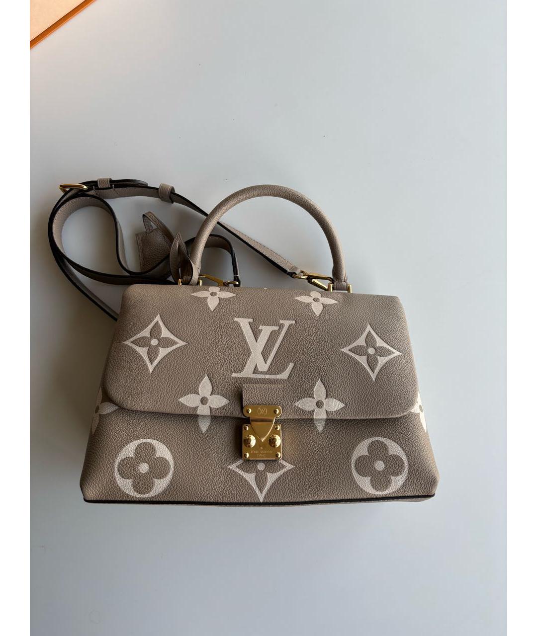 LOUIS VUITTON Бежевая кожаная сумка через плечо, фото 9