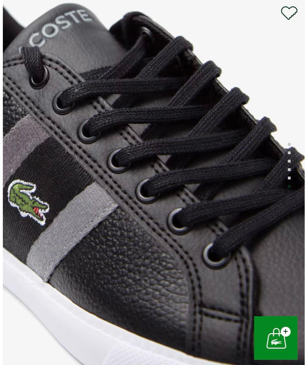 LACOSTE Черные кожаные низкие кроссовки / кеды, фото 6