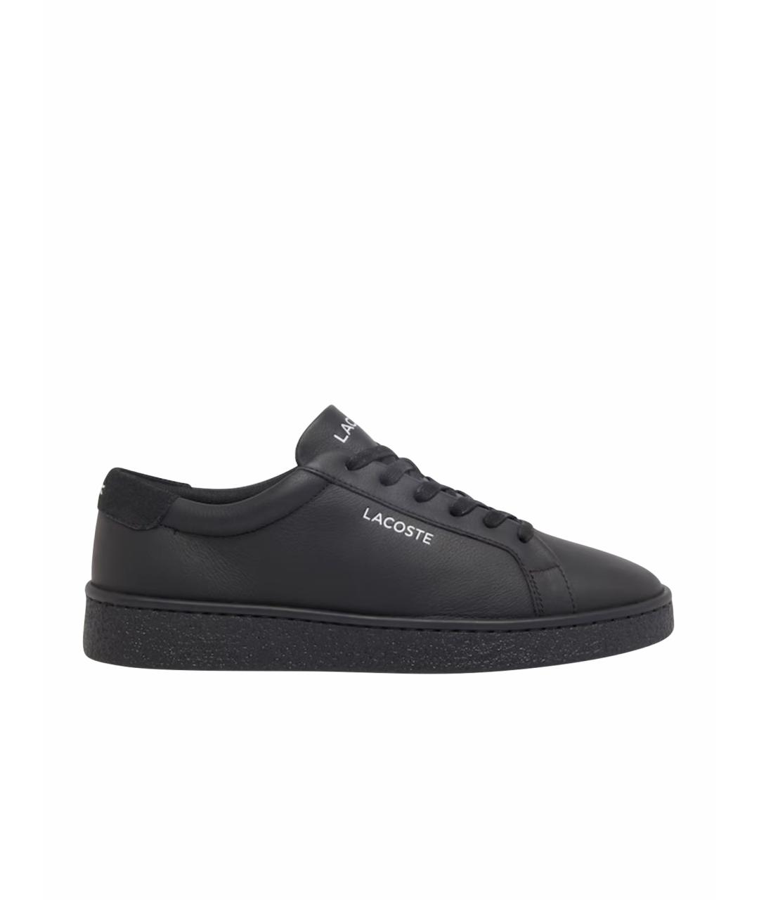 LACOSTE Черные кожаные низкие кроссовки / кеды, фото 1