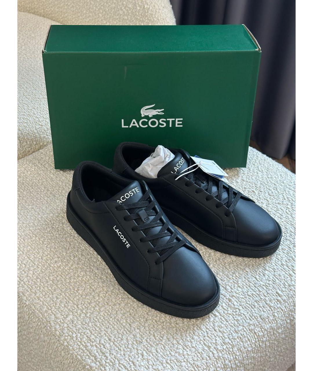 LACOSTE Черные кожаные низкие кроссовки / кеды, фото 7