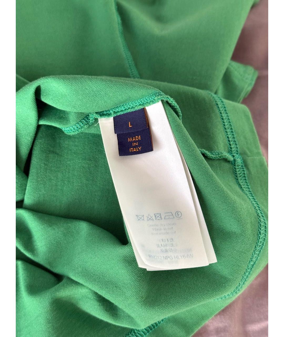 LOUIS VUITTON Зеленая хлопковая футболка, фото 6