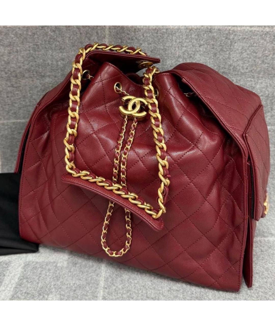 CHANEL Бордовая кожаная сумка через плечо, фото 2