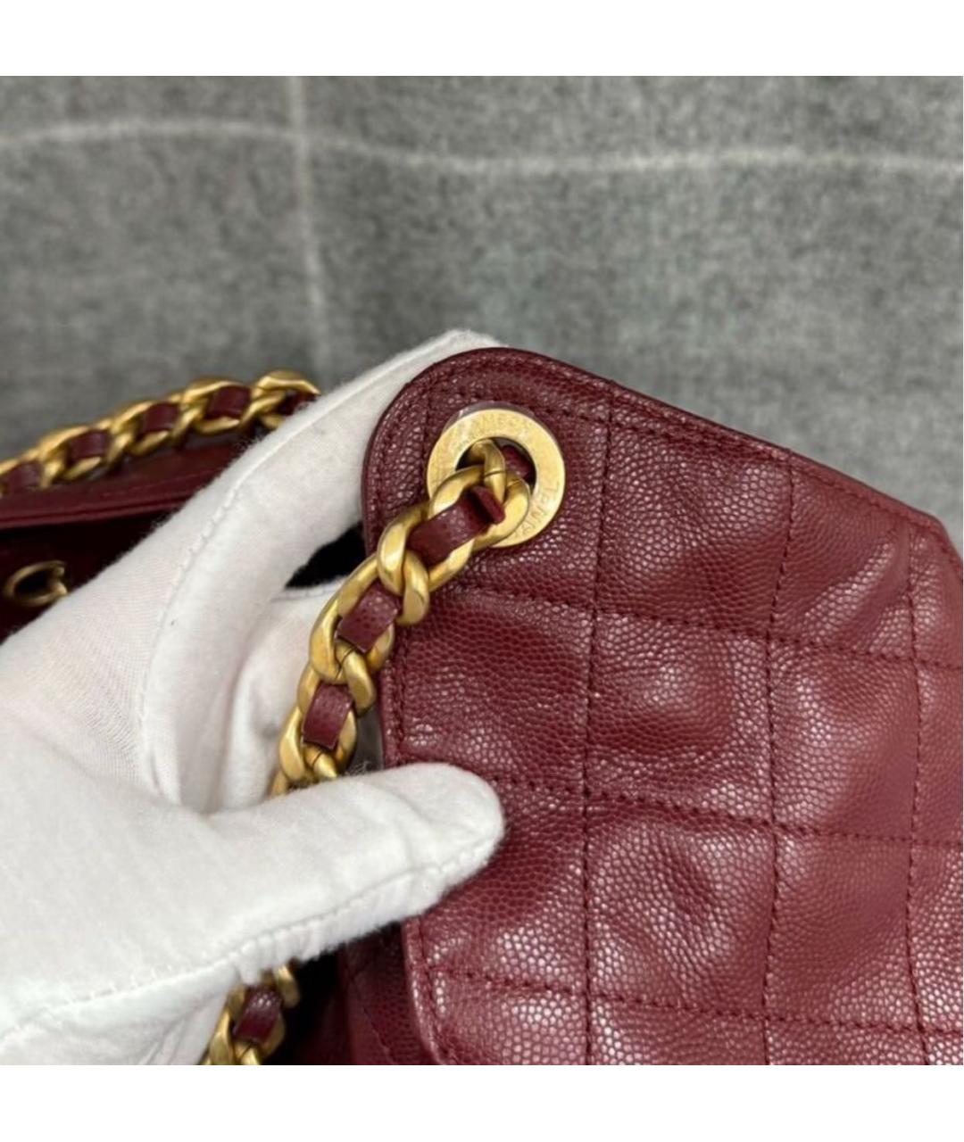 CHANEL Бордовая кожаная сумка через плечо, фото 5