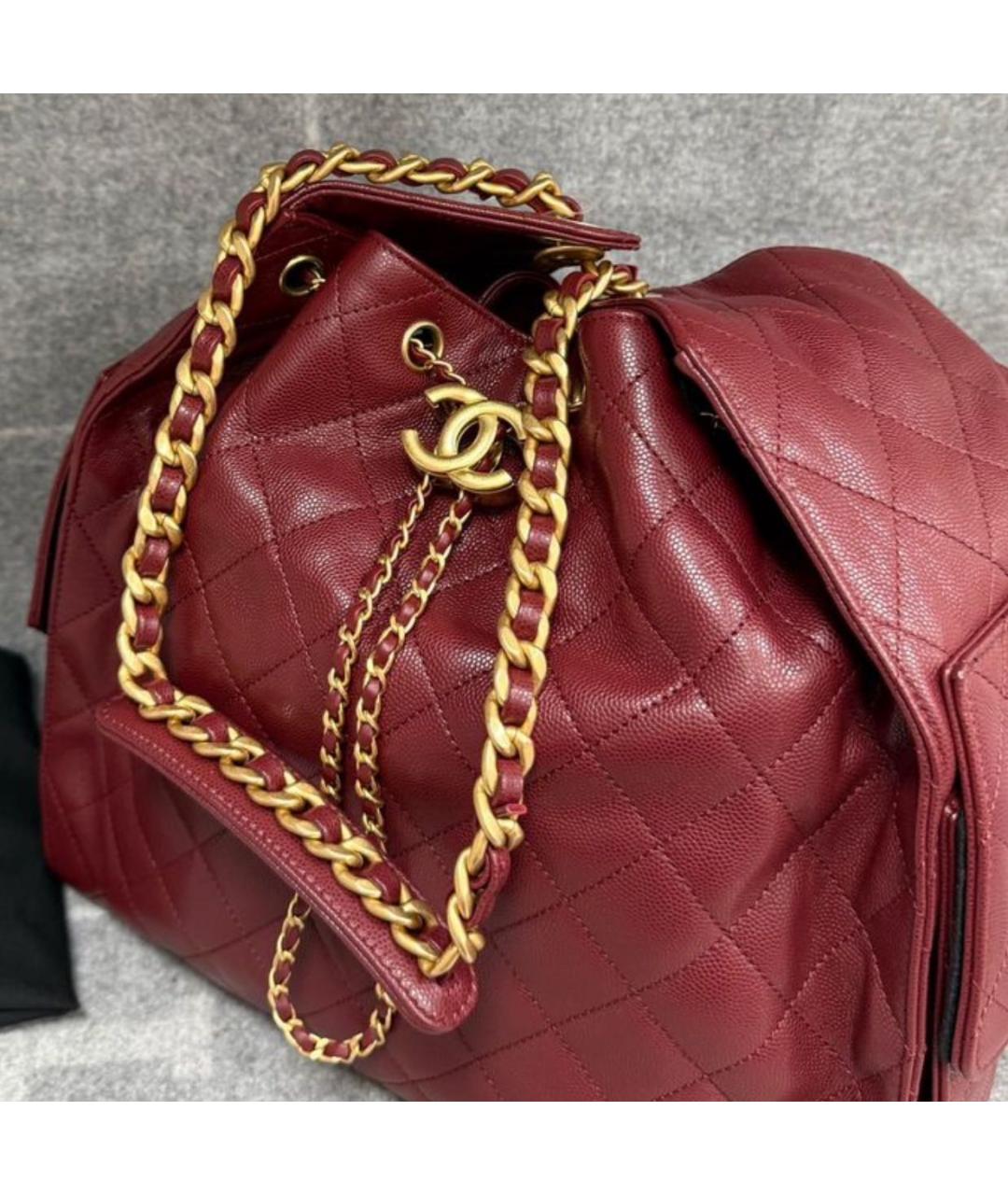 CHANEL Бордовая кожаная сумка через плечо, фото 3