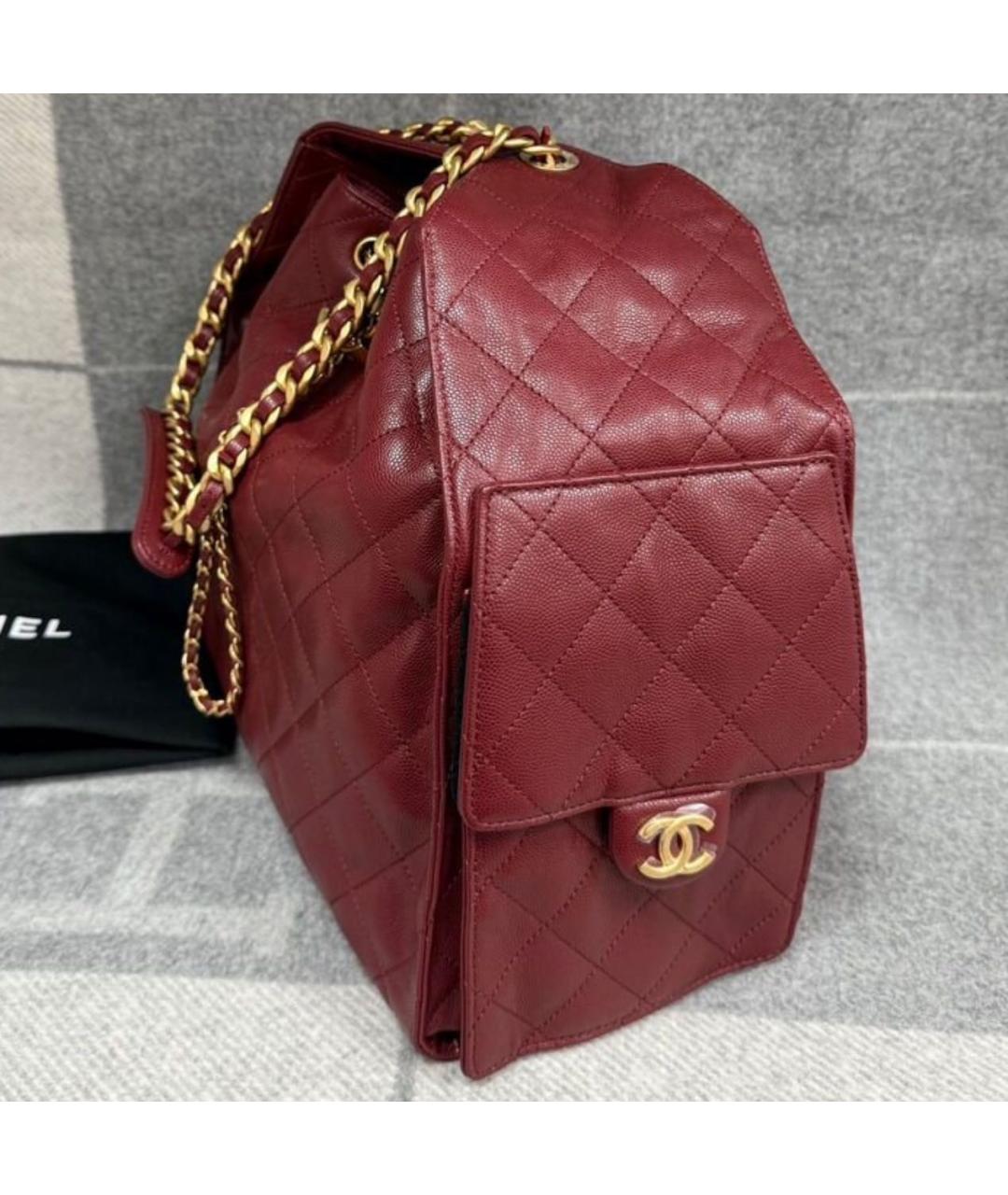 CHANEL Бордовая кожаная сумка через плечо, фото 4