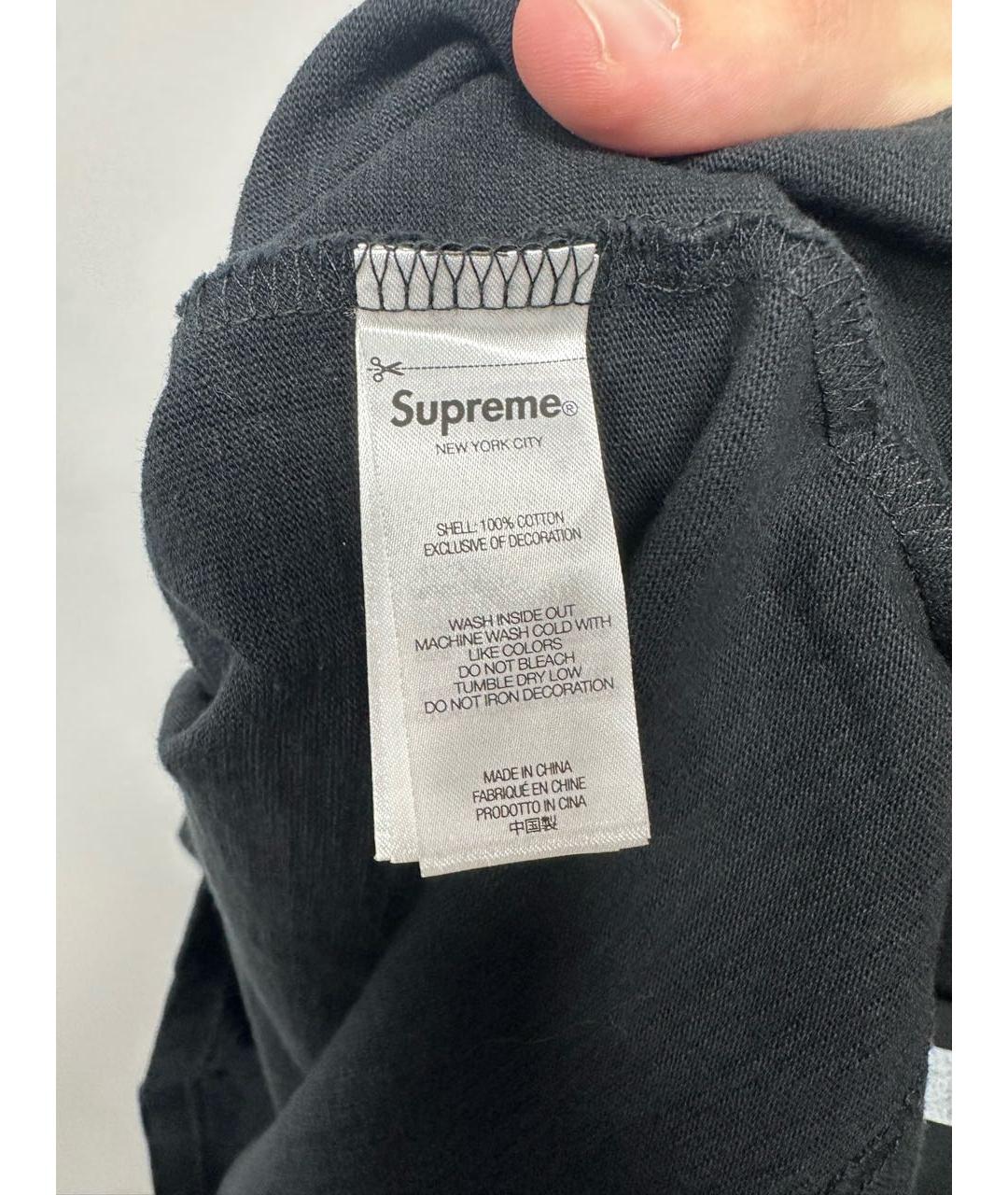SUPREME Черная хлопковая футболка, фото 6