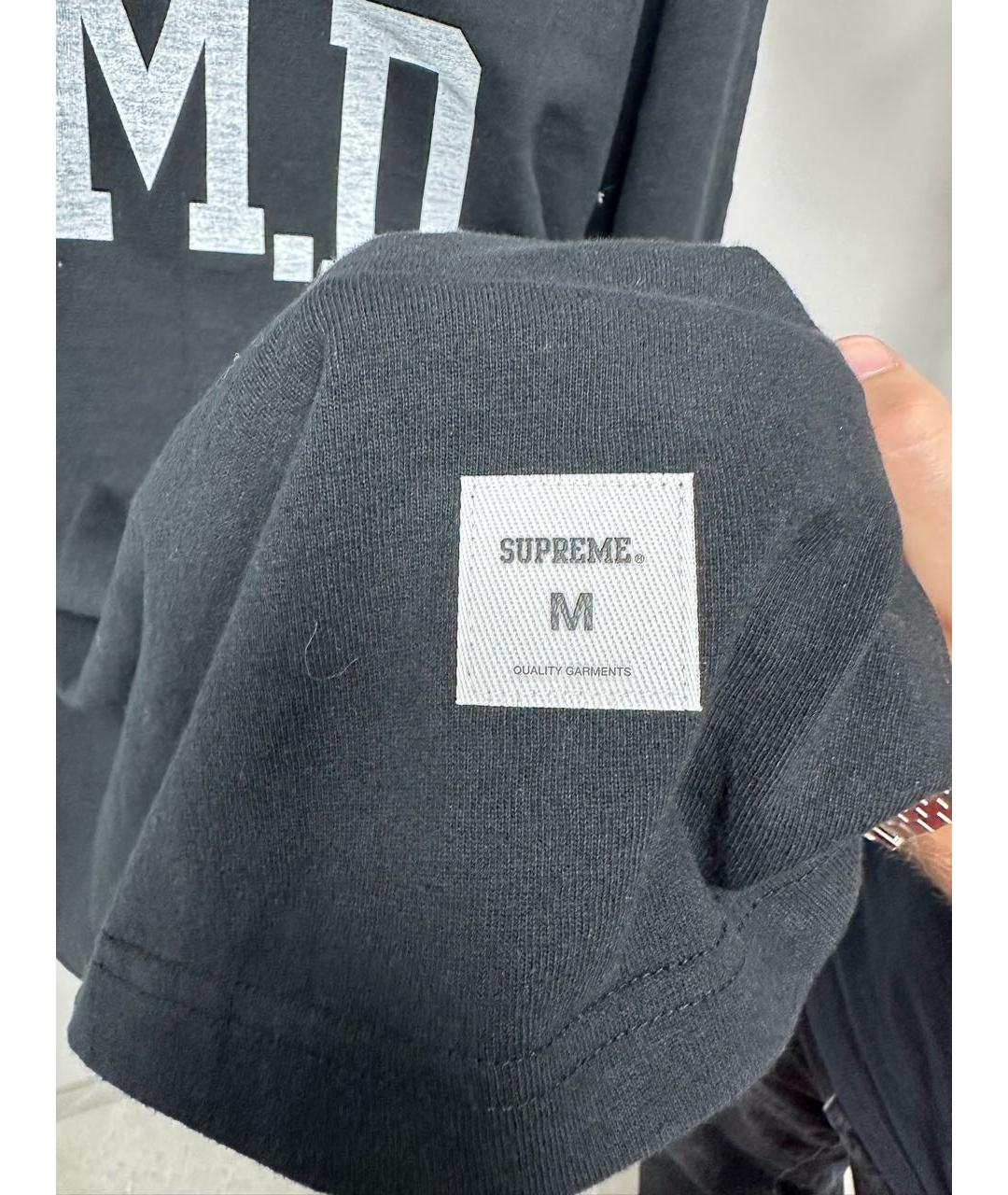 SUPREME Черная хлопковая футболка, фото 5