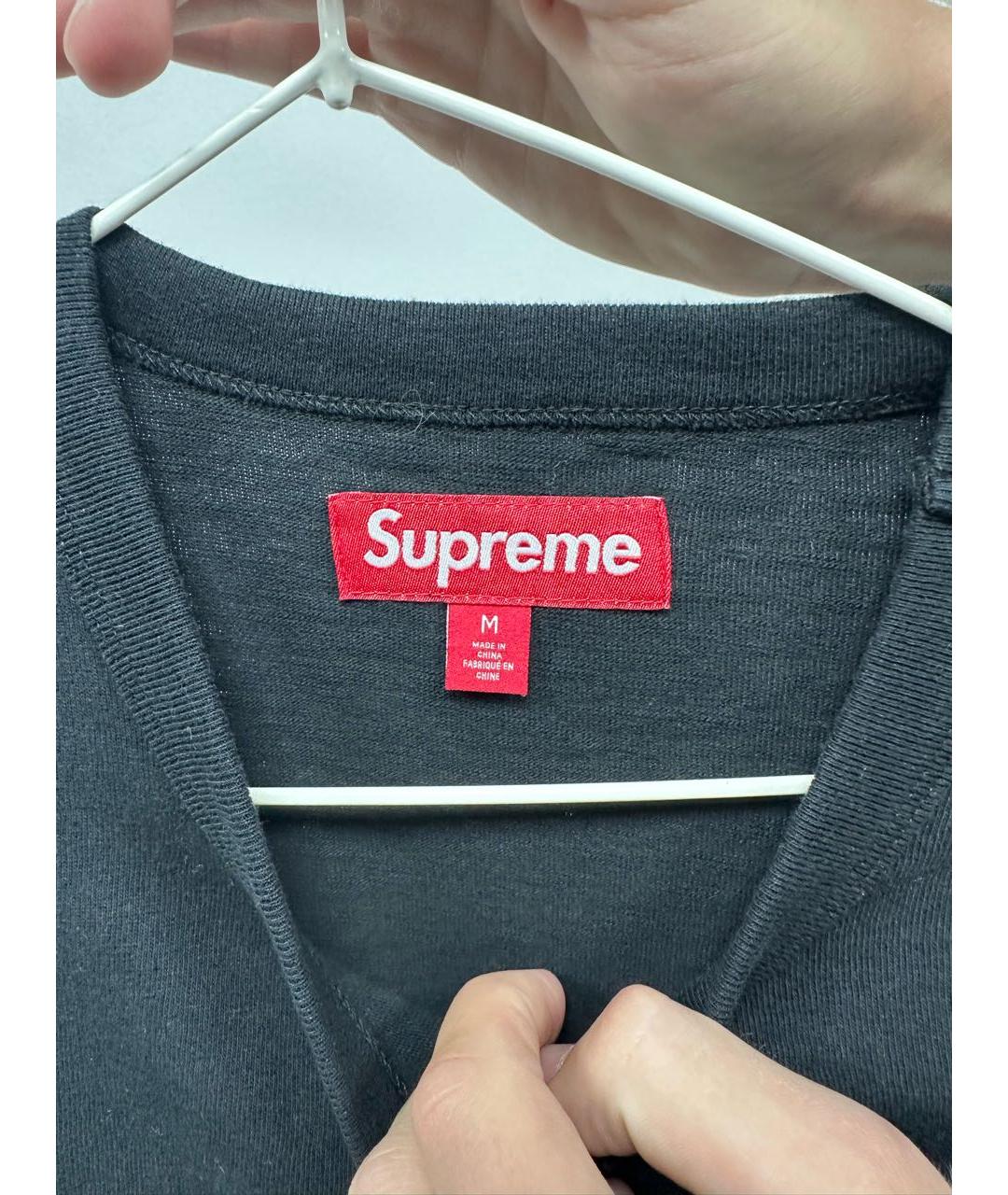 SUPREME Черная хлопковая футболка, фото 4