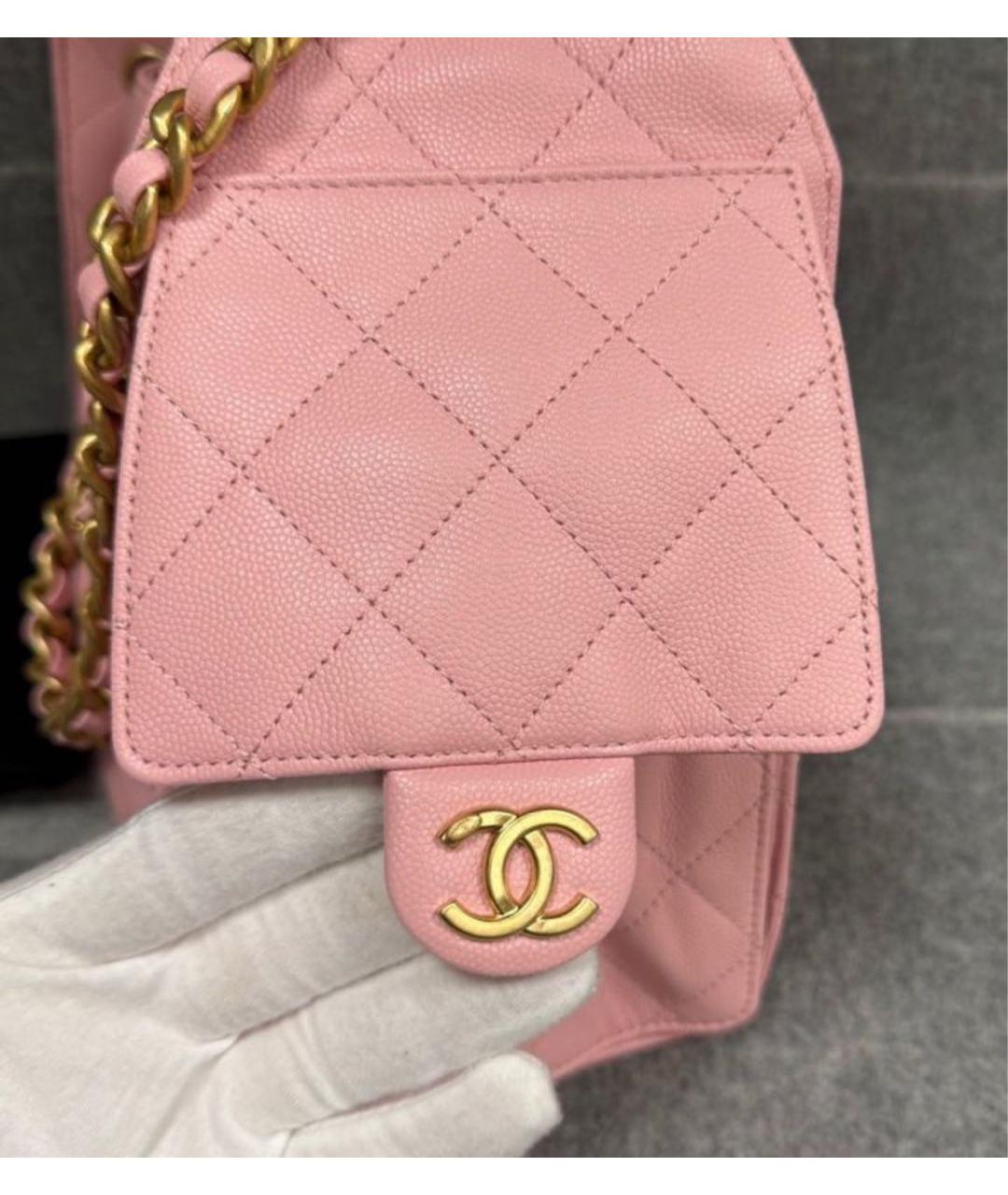 CHANEL Розовая кожаная сумка через плечо, фото 4