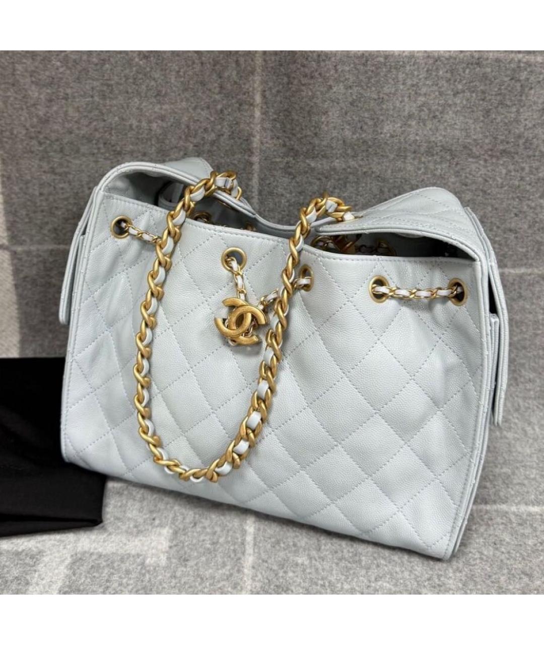CHANEL Голубая кожаная сумка через плечо, фото 2