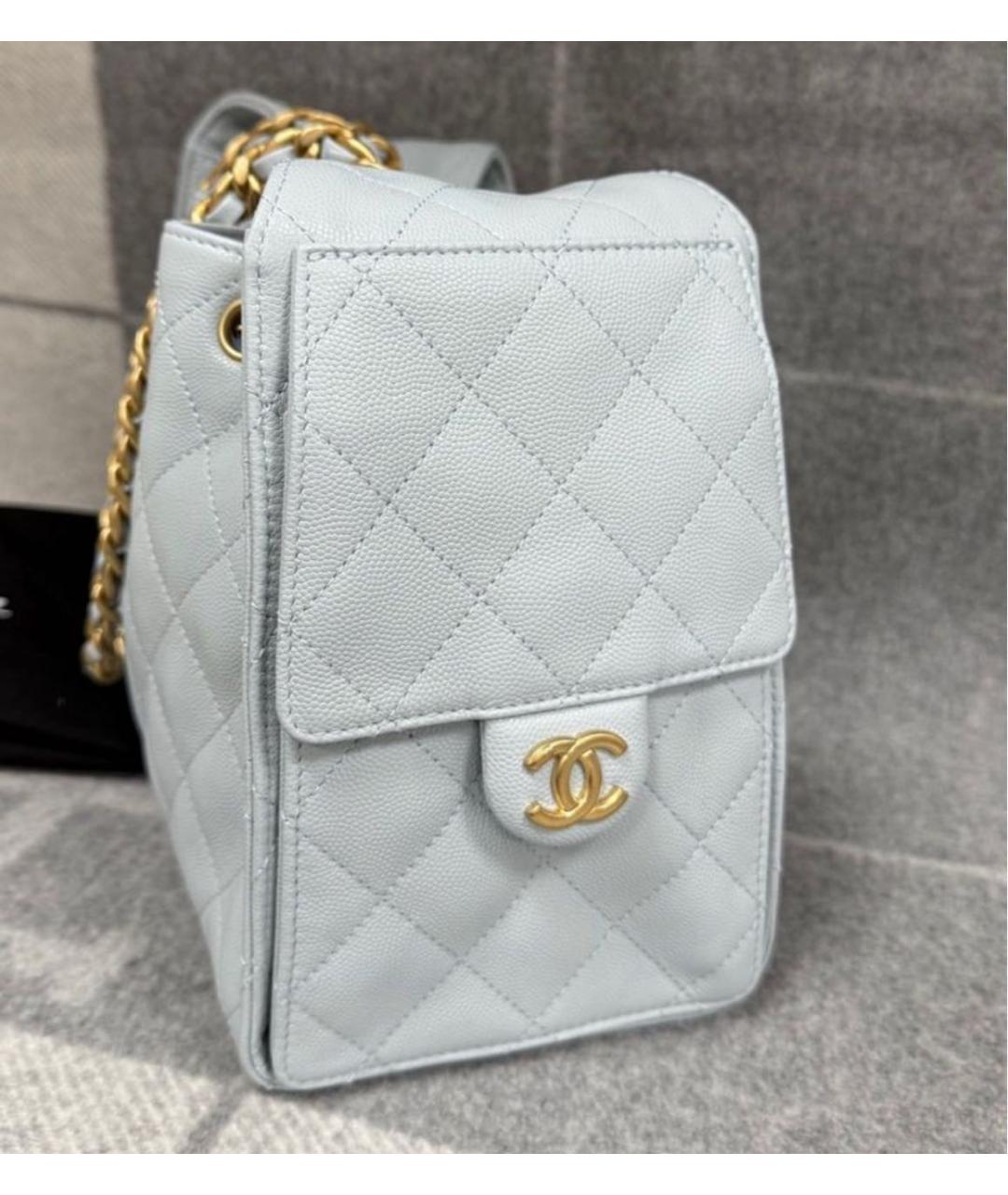 CHANEL Голубая кожаная сумка через плечо, фото 4