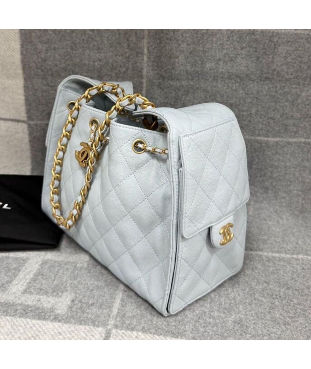 CHANEL Голубая кожаная сумка через плечо, фото 3
