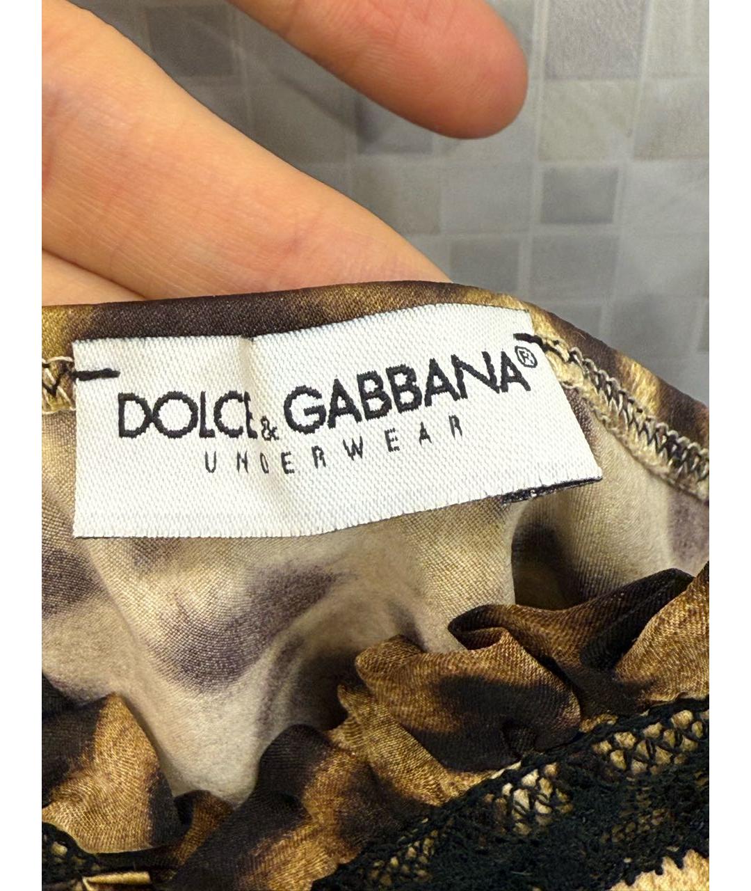 DOLCE&GABBANA Коричневая полиэстеровая майка, фото 4
