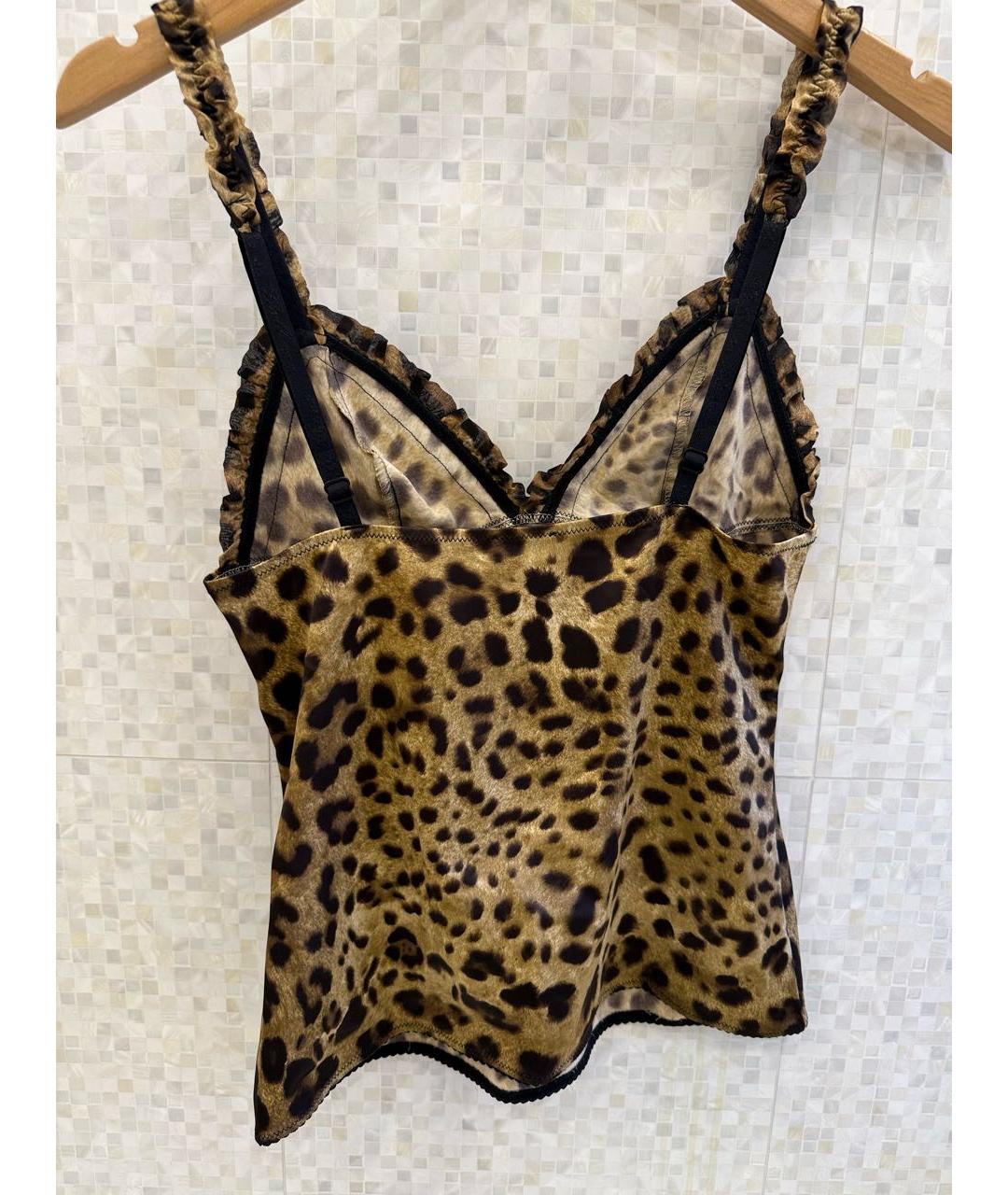 DOLCE&GABBANA Коричневая полиэстеровая майка, фото 7