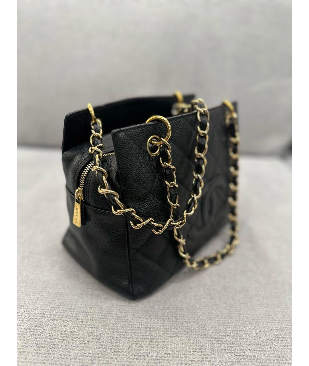 CHANEL Черная кожаная сумка с короткими ручками, фото 2