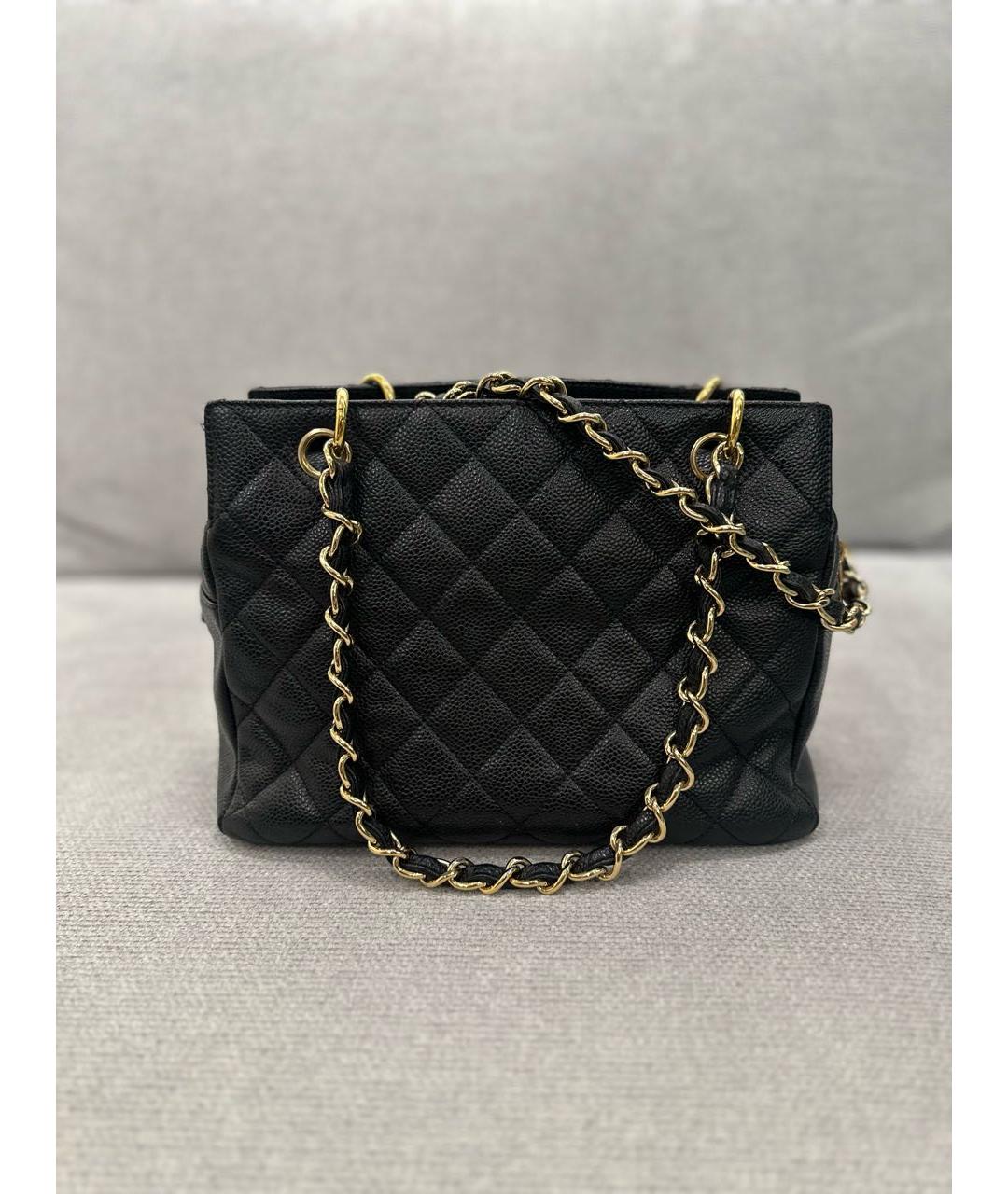 CHANEL Черная кожаная сумка с короткими ручками, фото 3