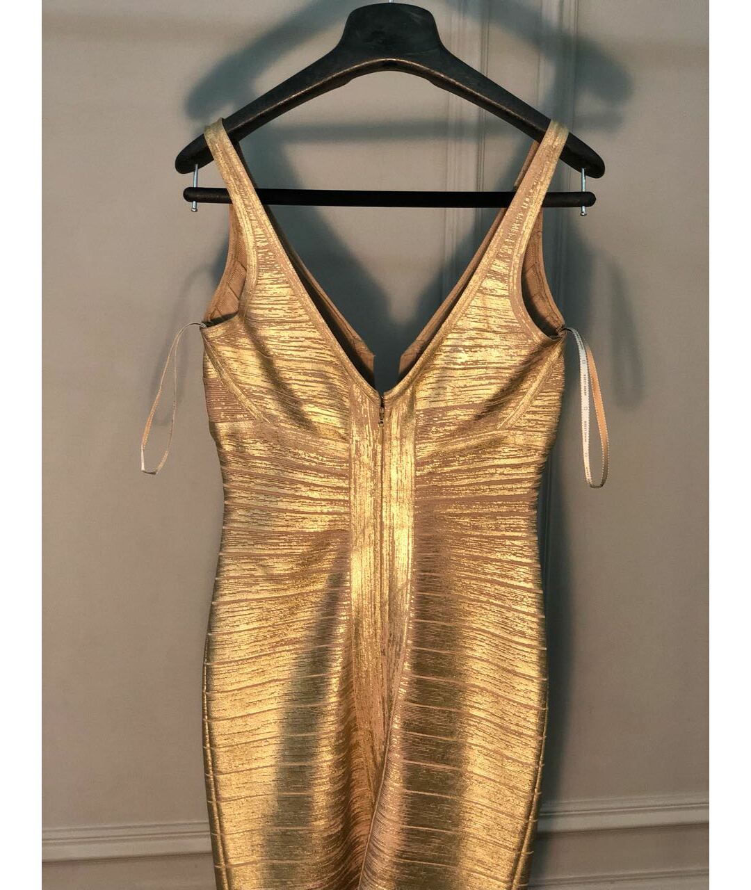 HERVE LEGER Золотое вечернее платье, фото 2