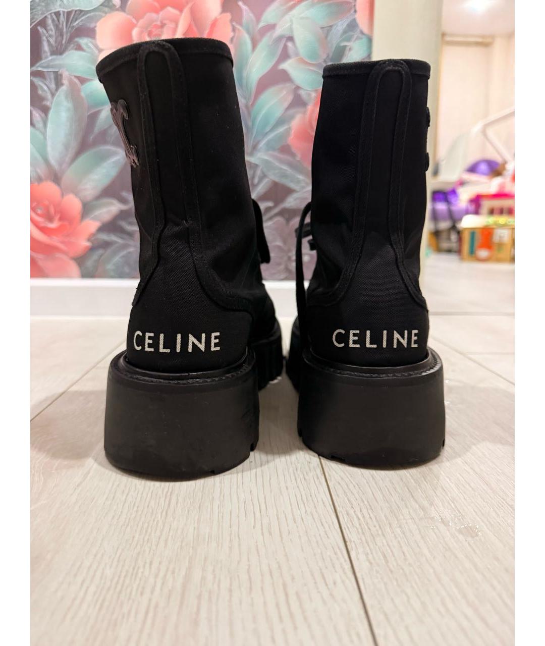 CELINE Черные текстильные ботинки, фото 3